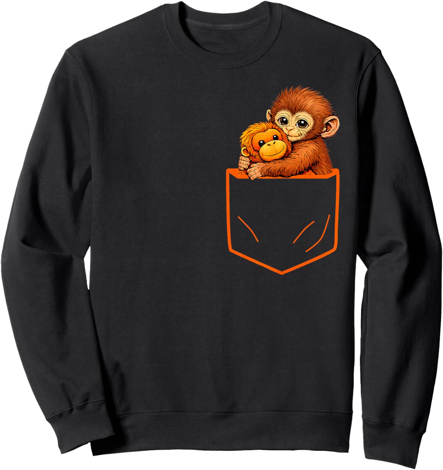 Baby Monkey Punch Orange Pocket Sweatshirt - Sweatshirt | Black