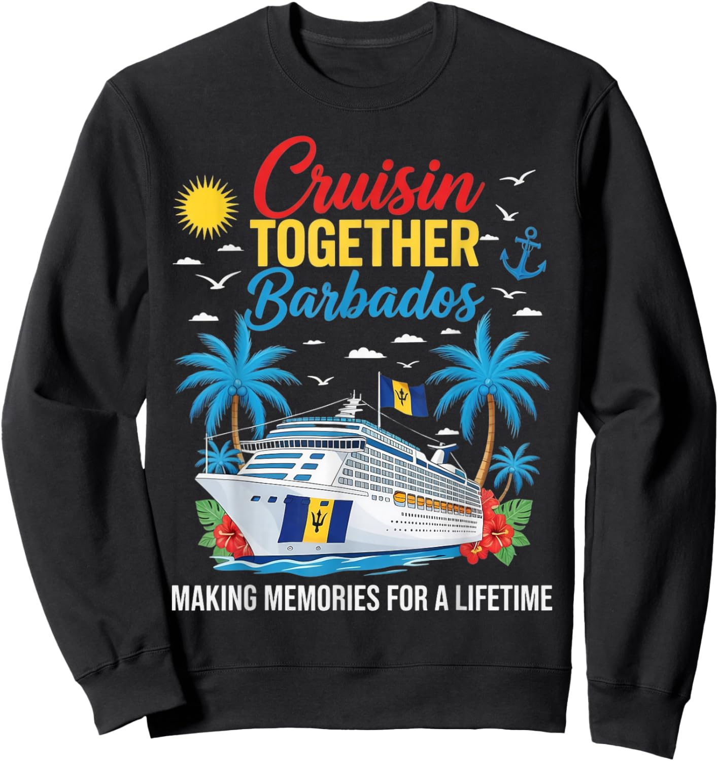 Cruisin Together Barbados Barbadian Bajan Flag Barbados Sweatshirt - Sweatshirt | Black