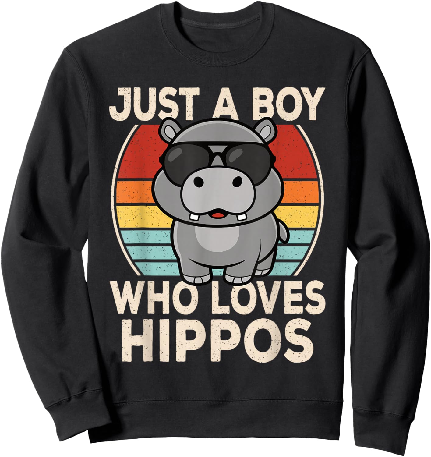 Just A Boy Who Loves Hippos Hippopotamus Lover Boys Kids Sweatshirt - Sweatshirt | Black