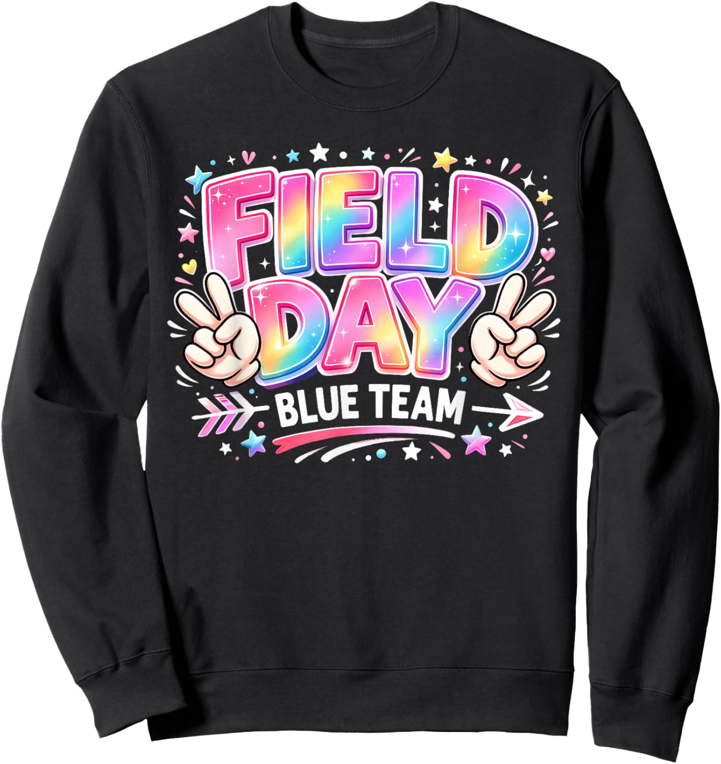 Field Day Blue Team Peace Hand Pastel Men Women Kid Sweatshirt - Sweatshirt | Black