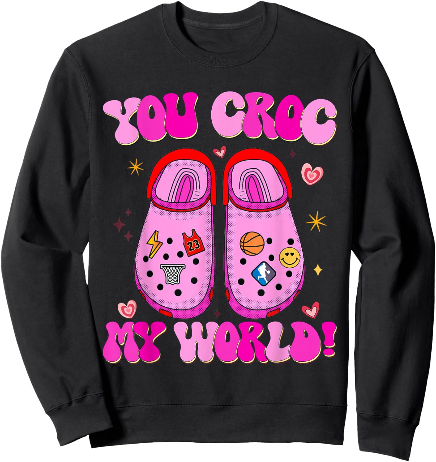 Retro You Croc My World Funny Valentine Sweatshirt - Sweatshirt | Black