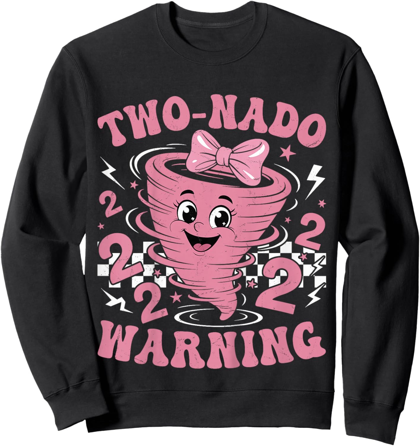 Two Nado Warning Coquette Bow 2nd Birthday 2 Year Old Girls Sweatshirt - Sweatshirt | Black