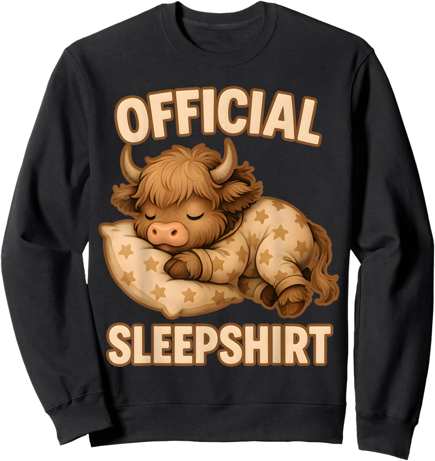 Highland_Cow - Official Sleepshirt Pajamas Nightgown Sweatshirt - Sweatshirt | Black