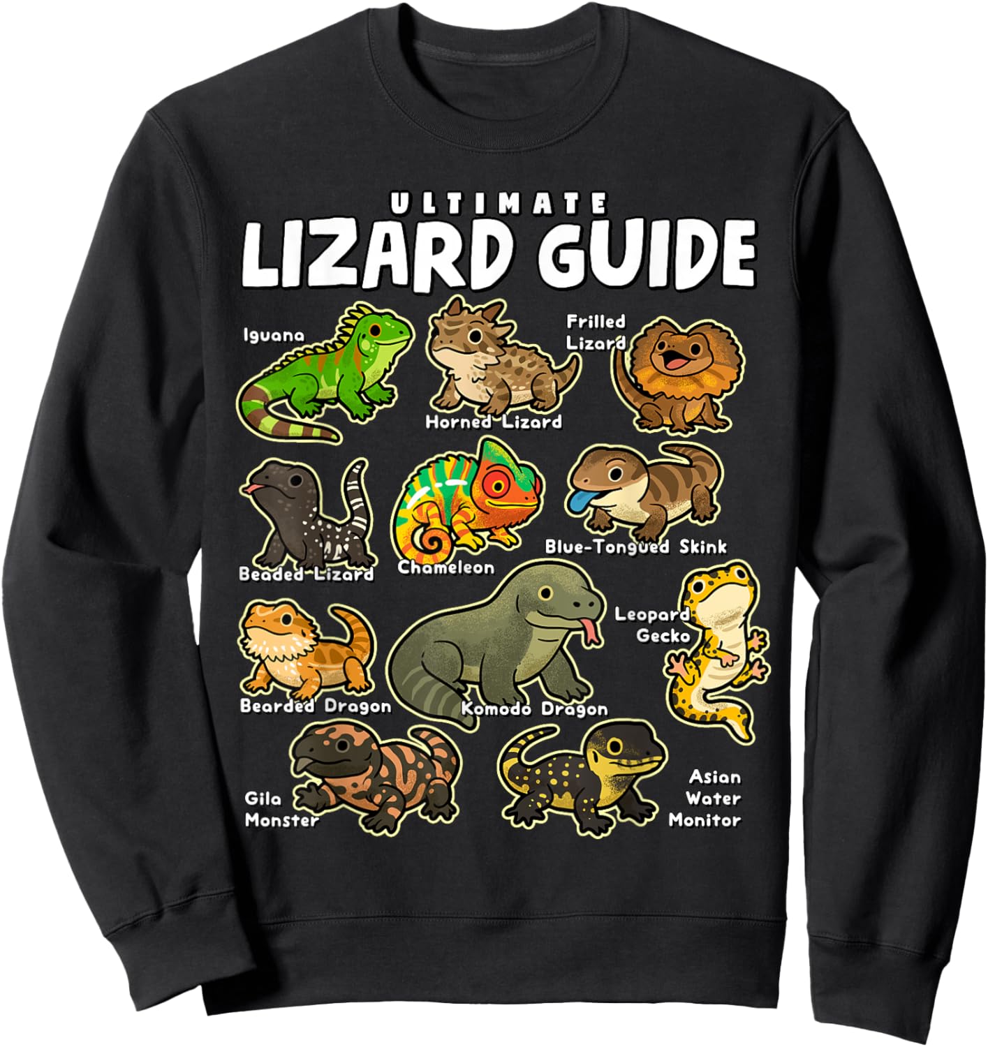 Ultimate Lizard Guide Cute World Lizards Reptile Herpetology Sweatshirt - Sweatshirt | Black