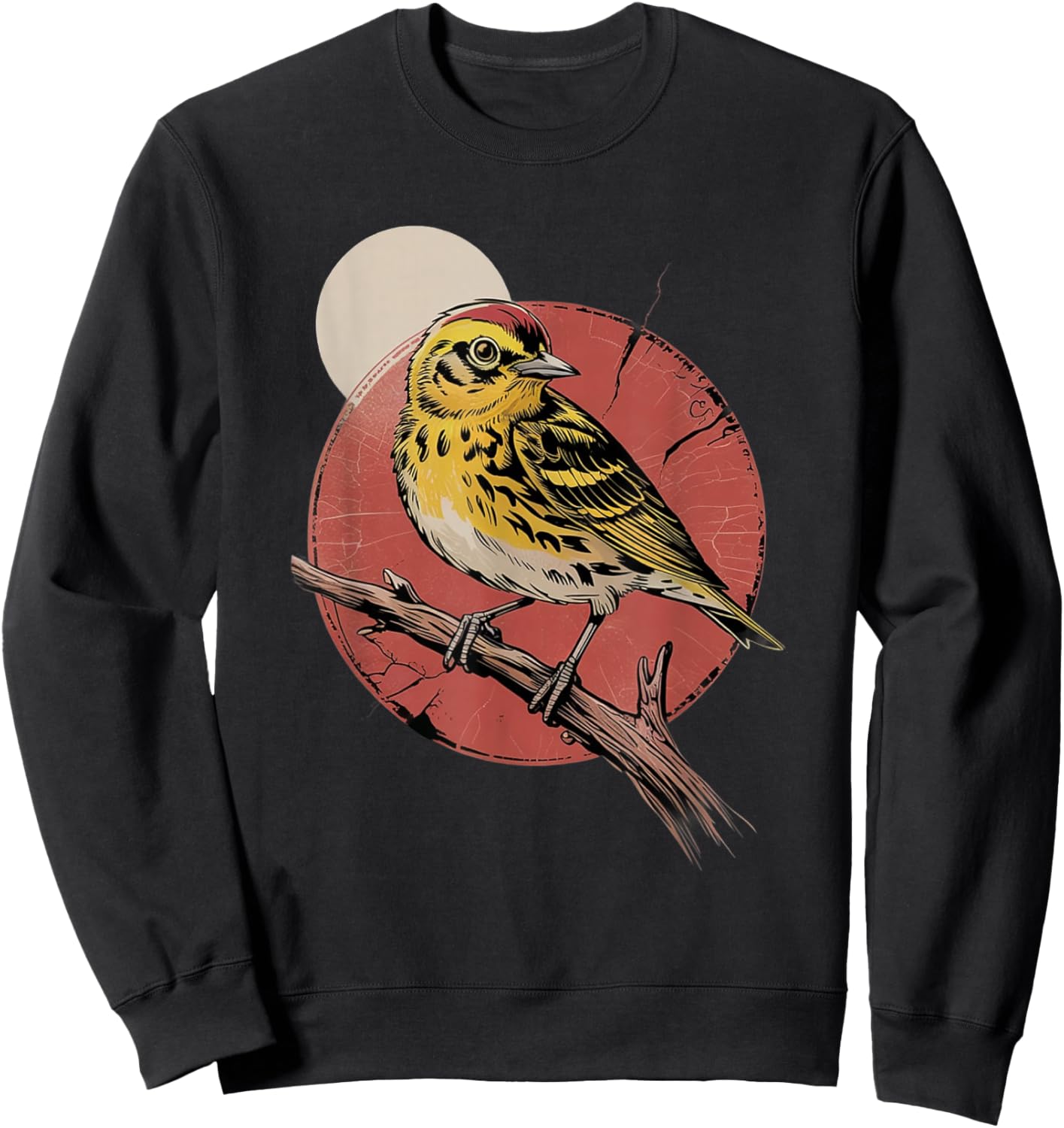 Vintage Yellow Songbird Retro Birdwatching Nature Bird Sweatshirt - Sweatshirt | Black