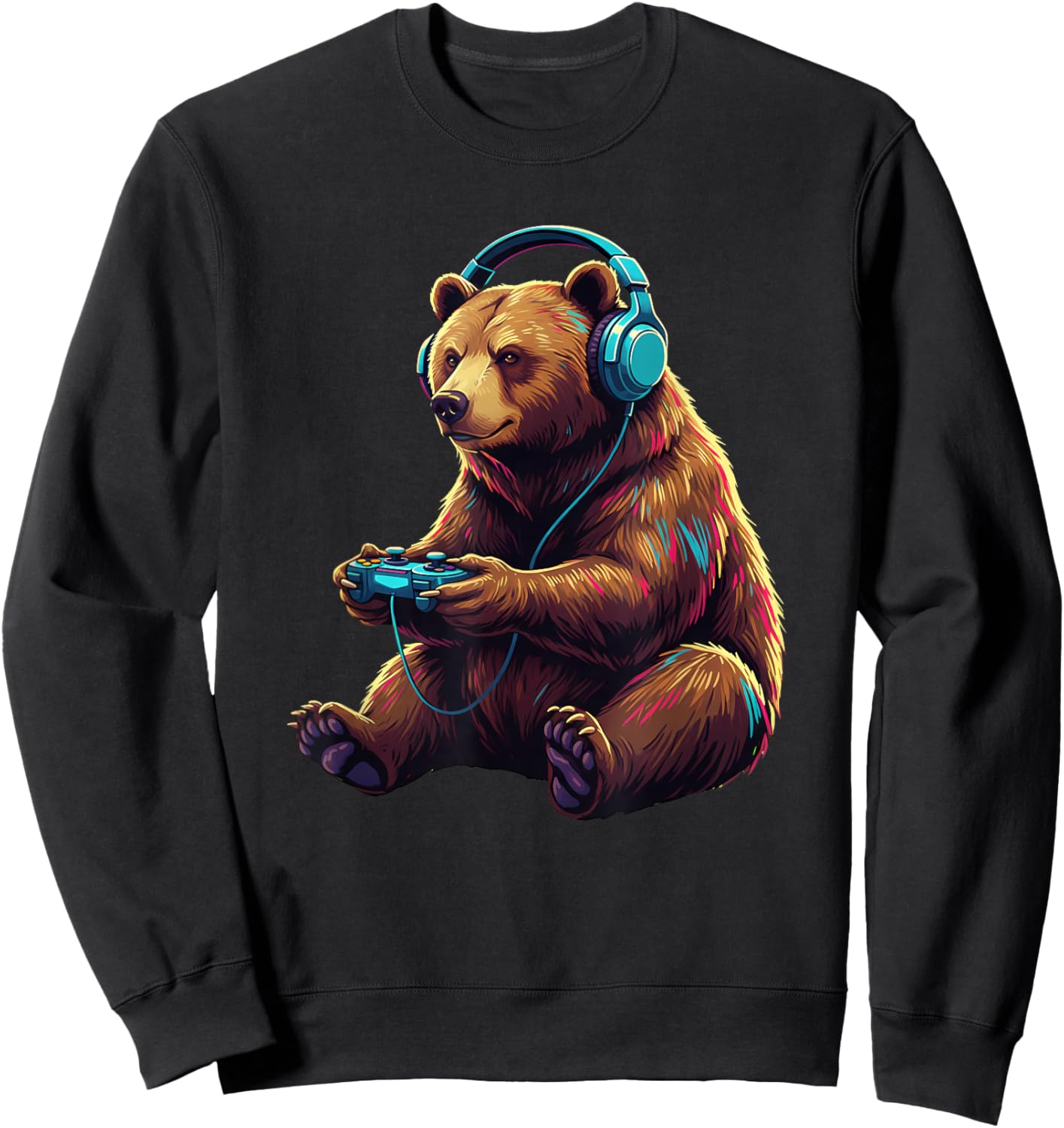 Bear Gaming Animal Video Games Funny Bear Sweatshirt - Sweatshirt | Black