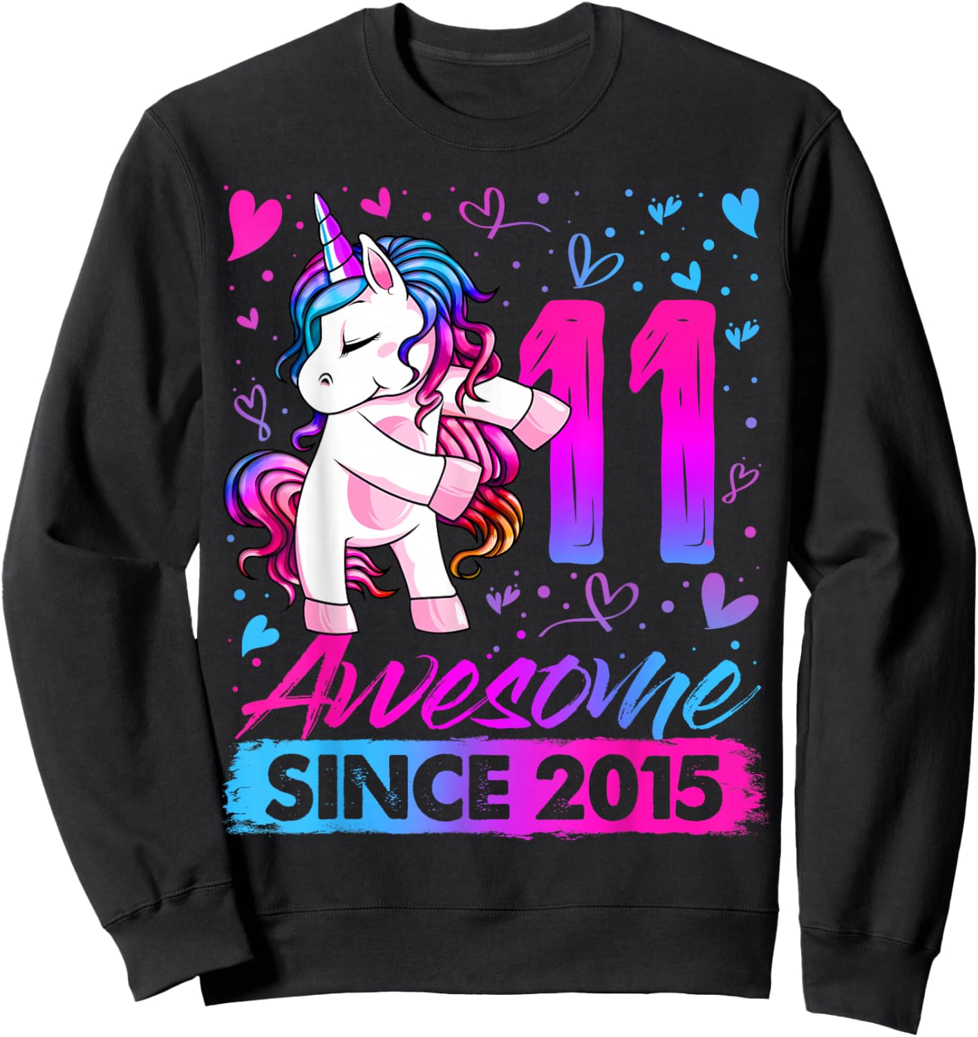 11th Birthday Shirt Girl 11 Year Old Gifts 11 Birthday Girl Sweatshirt - Sweatshirt | Black