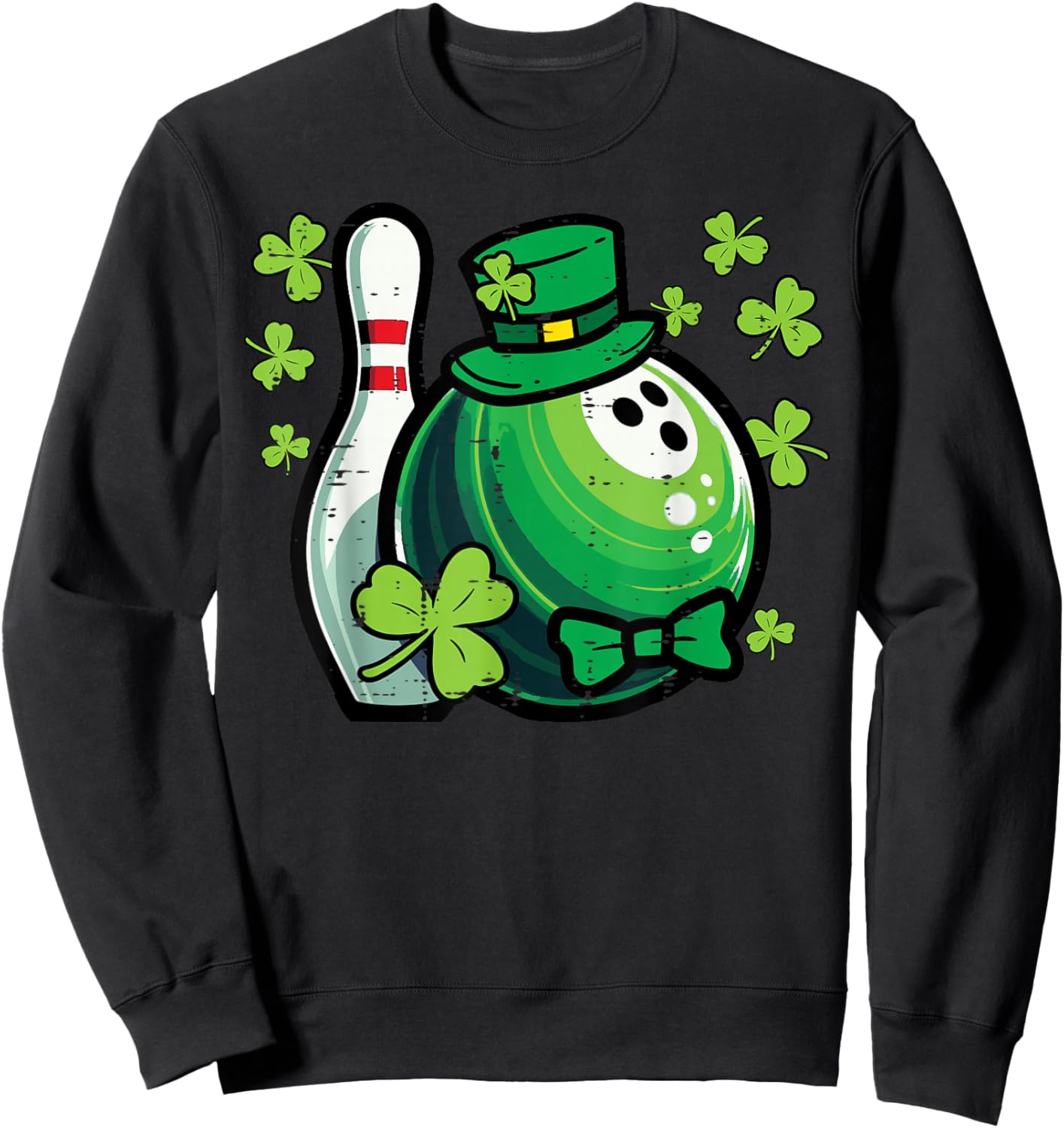 St Patricks Day Bowling Saint Paddys Bowler Men Women Kids Sweatshirt - Sweatshirt | Black