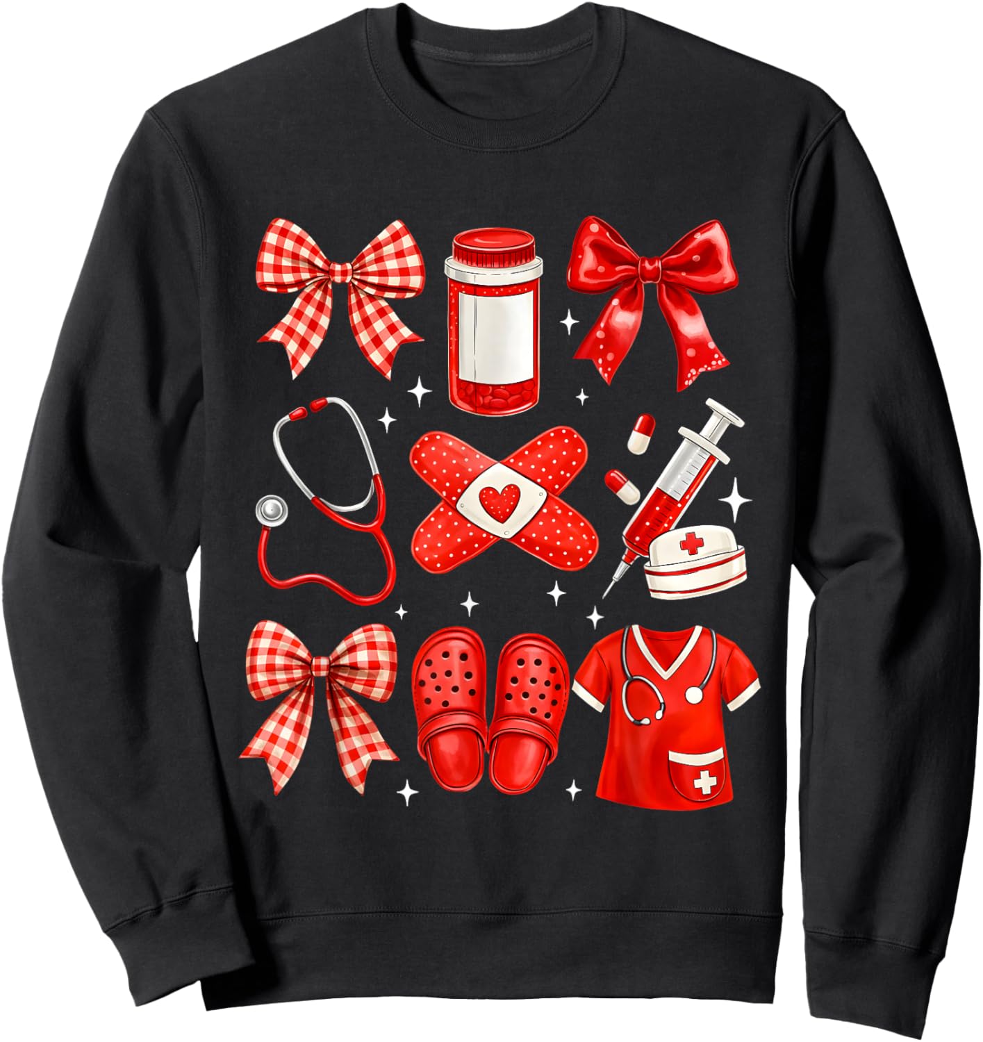Nurse Valentines Cute Coquette Nursing Sweatshirt - Sweatshirt | Black
