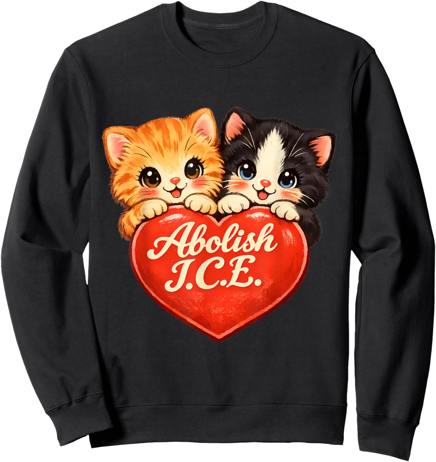 Abolish ICE Cat Valentines Day Sweatshirt - Sweatshirt | Black