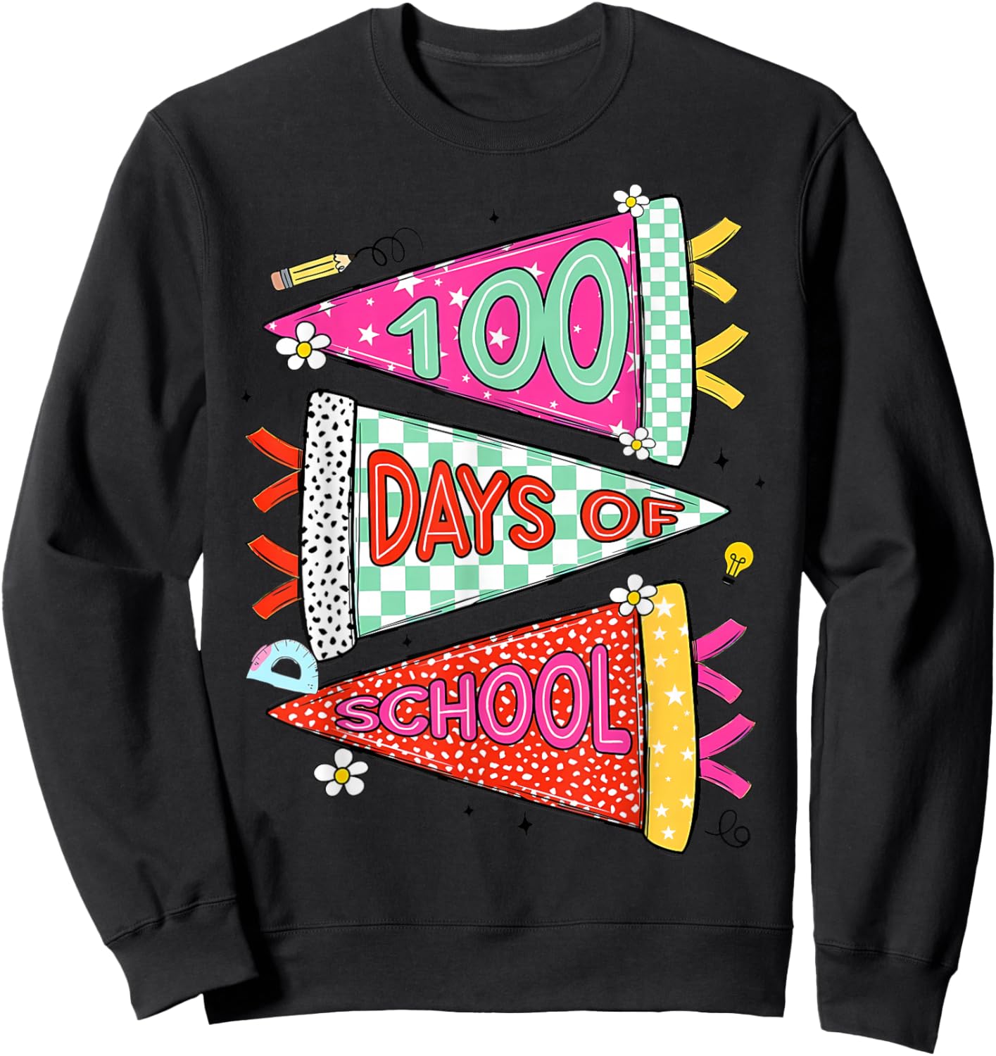 Happy 100 Days of School 100th Days Gift Teacher Girl Boy Sweatshirt - Sweatshirt | Black
