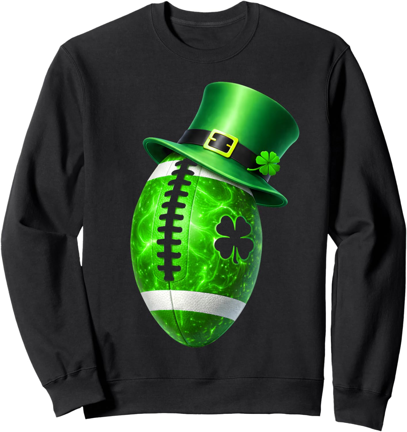 Funny Shamrock Leprechaun Football St Patricks Men Boy Kid Sweatshirt - Sweatshirt | Black