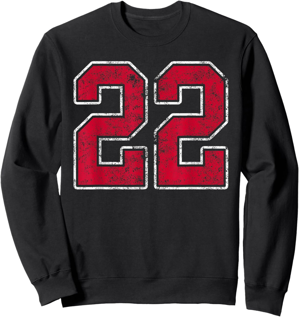 Grunge Red White Number 22 Jersey Player Uniform #22 Sweatshirt - Sweatshirt | Black