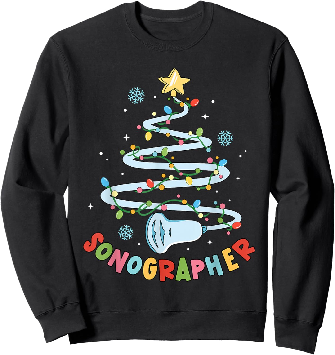 Funny Sonographer Christmas Tree Ultrasound Matching Group Sweatshirt - Sweatshirt | Black
