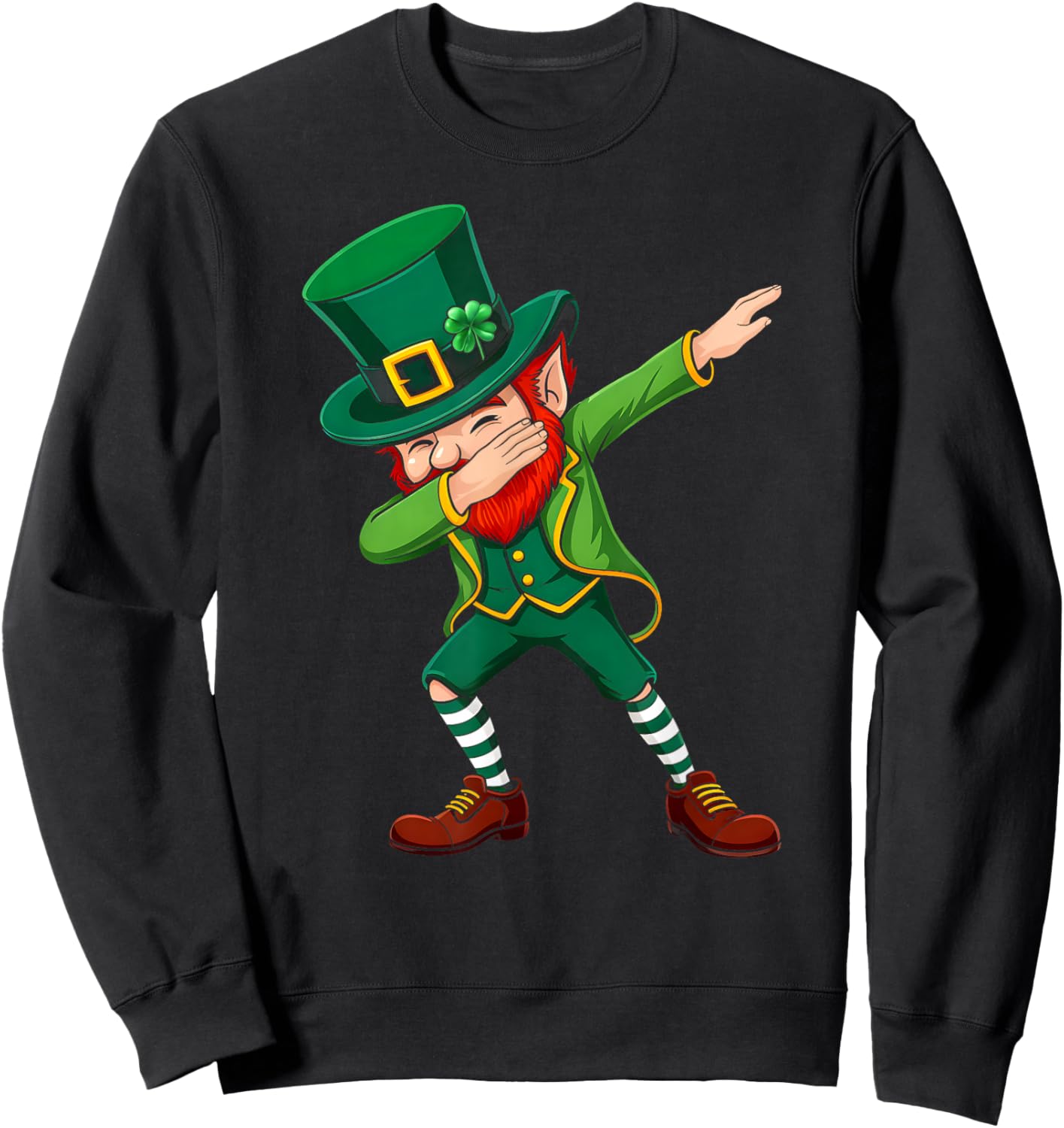 Dabbing Leprechaun St Patricks Day Boys Men Kids Dab Dance Sweatshirt - Sweatshirt | Black