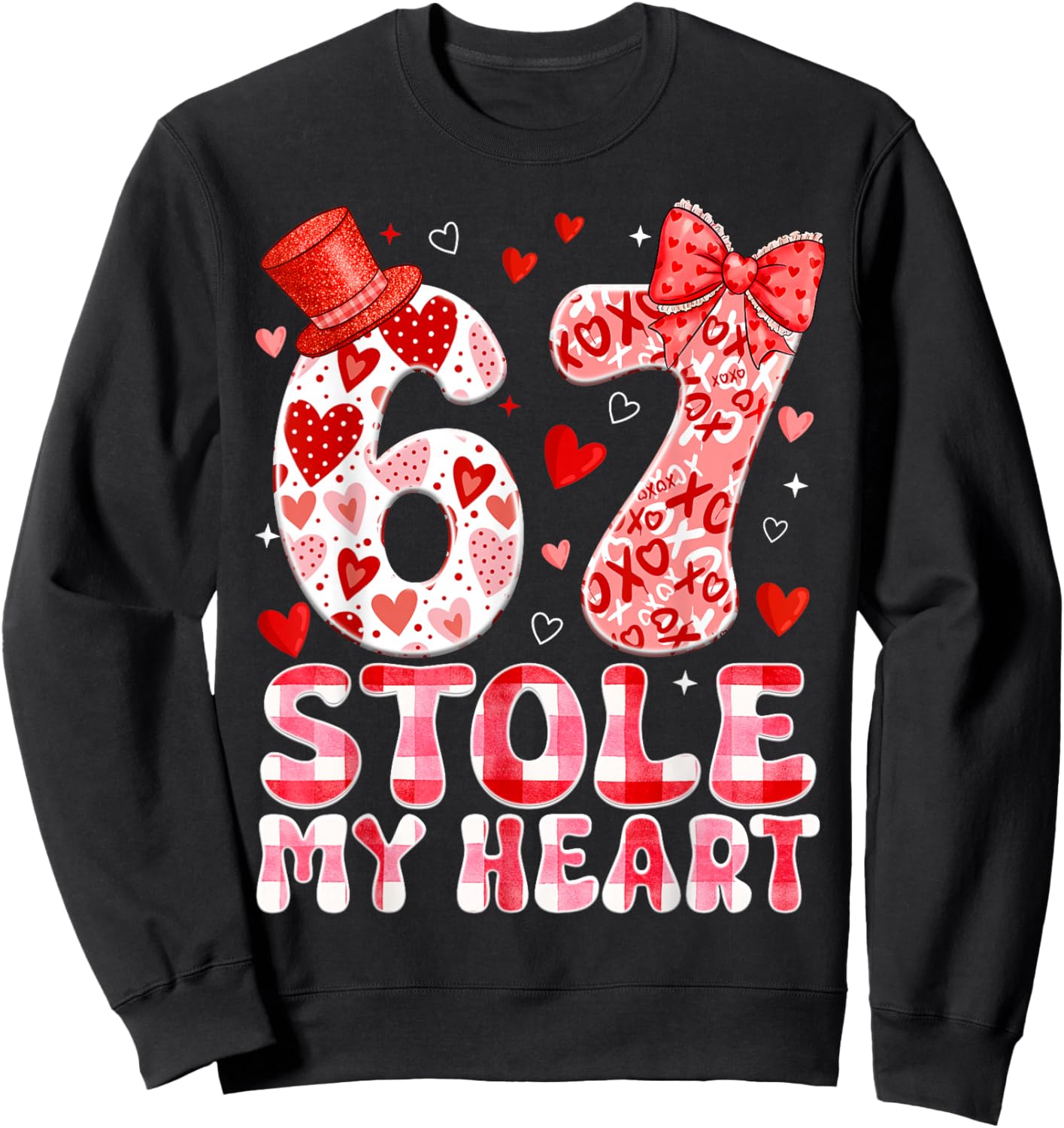 67 Valentines Stole My Heart Six Seven Meme 6 7 Women Kid Sweatshirt - Sweatshirt | Black