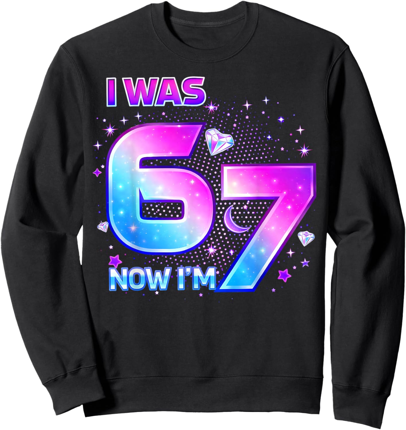 I was 6 Now I'm 7 Six Seven 7 Years Old Birthday Girl Kpop Sweatshirt - Sweatshirt | Black