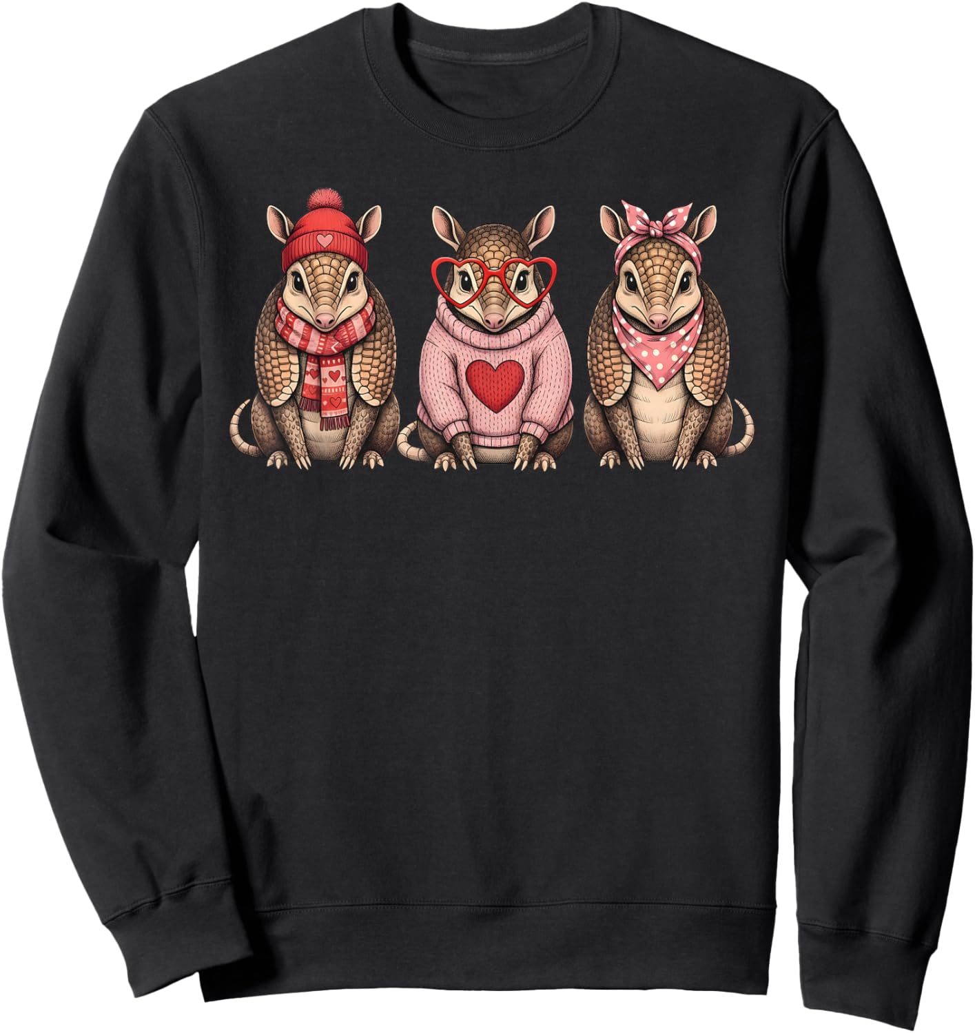 Retro Armadillo Cute Valentine Sweatshirt - Sweatshirt | Black