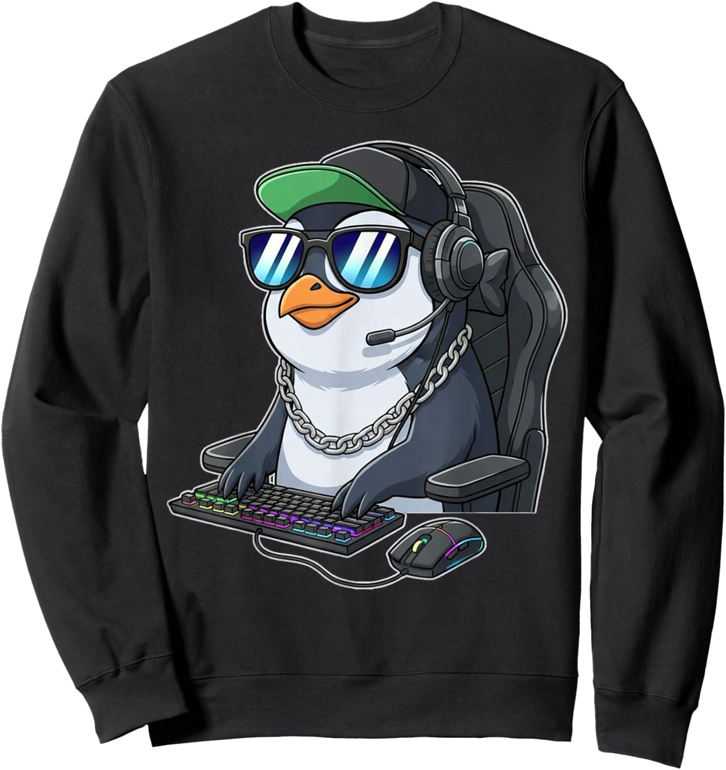 Penguin Gamer Funny Gaming Penguins Play Video Game Lover Sweatshirt - Sweatshirt | Black