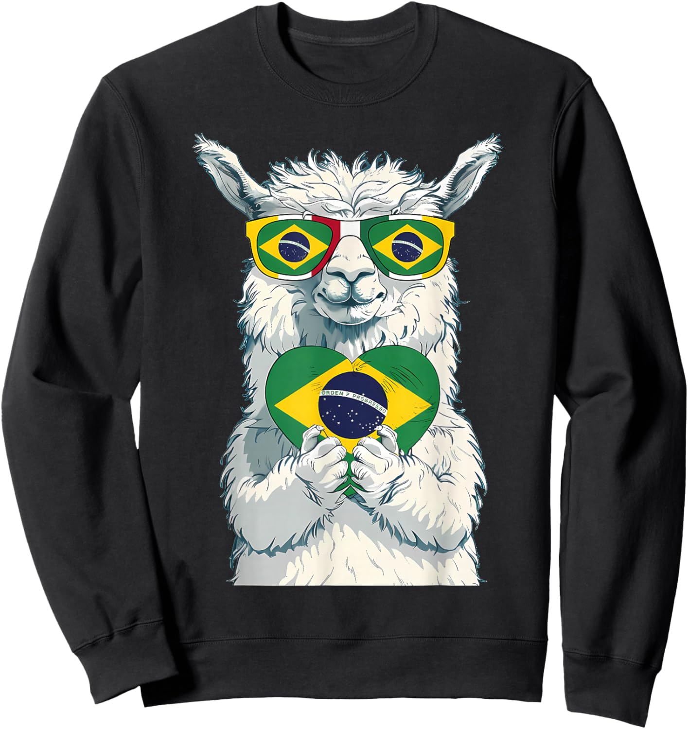 Brasil Flag Llama Brazilian Alpaca Brasilian Roots Brazil Sweatshirt - Sweatshirt | Black