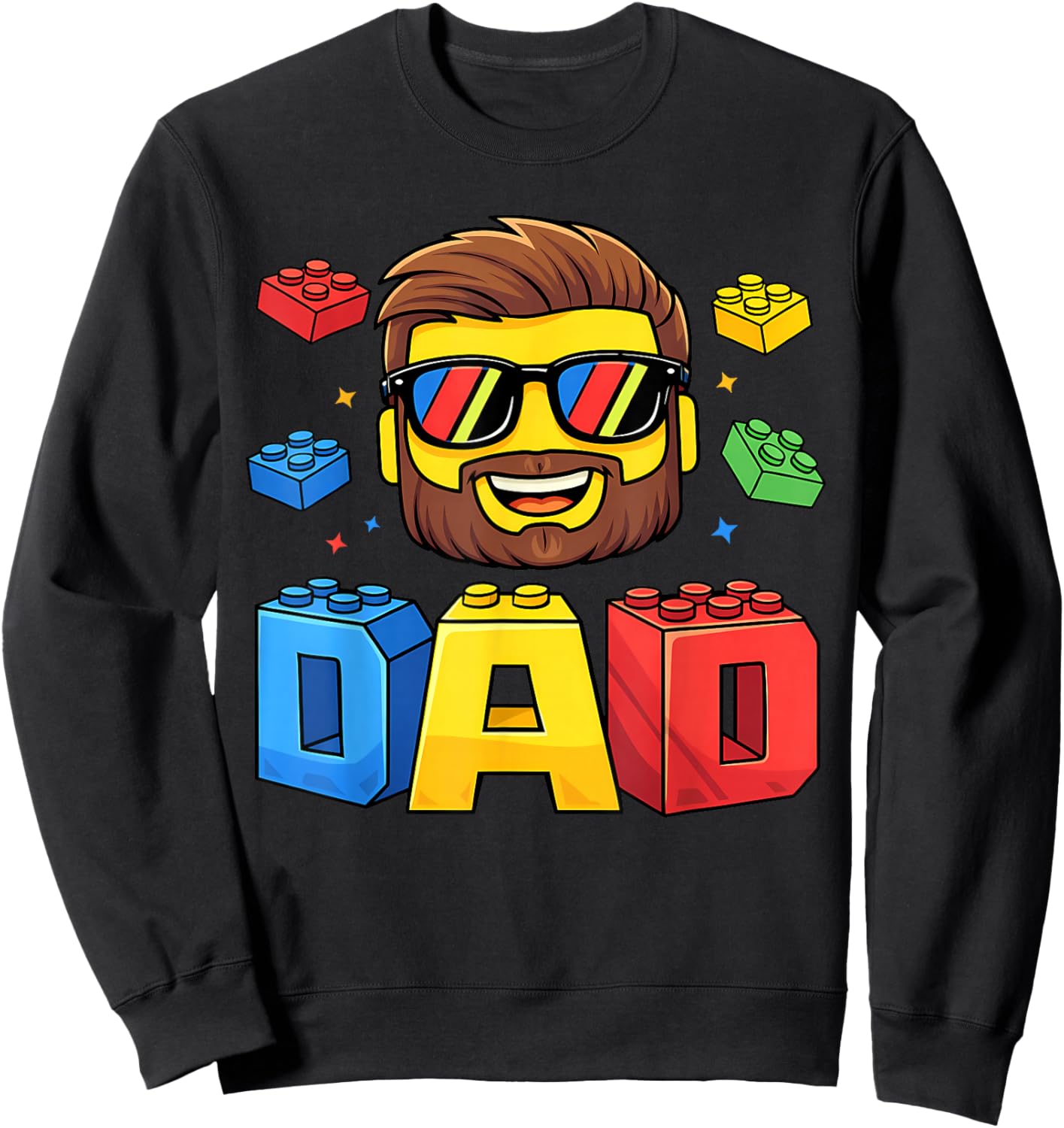Family Dad Master Builder Building Bricks Blocks Fathers Day Sweatshirt - Sweatshirt | Black