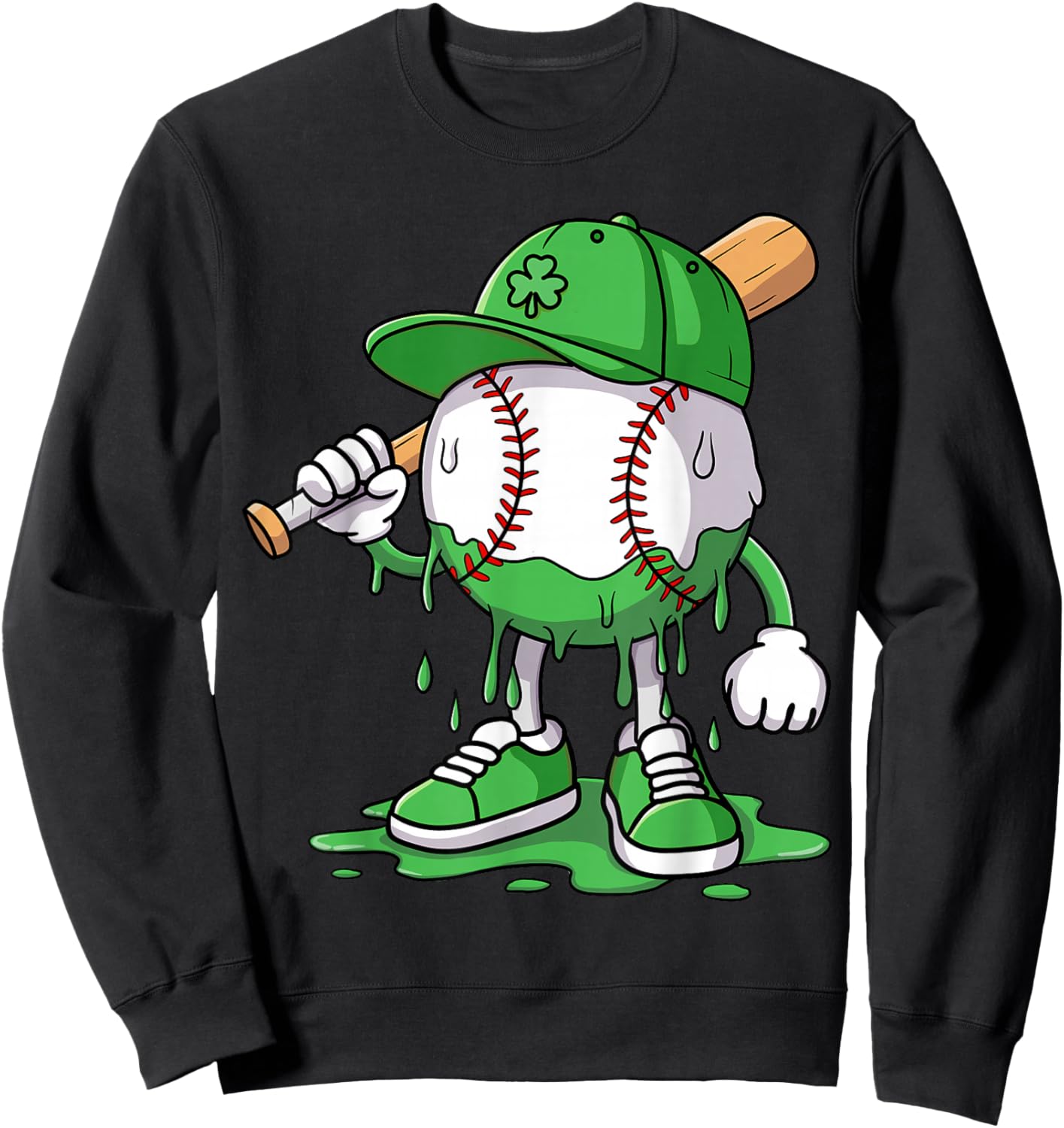 Boys Happy St Patricks Day Kids Baseball Ice Cream Drip Sweatshirt - Sweatshirt | Black