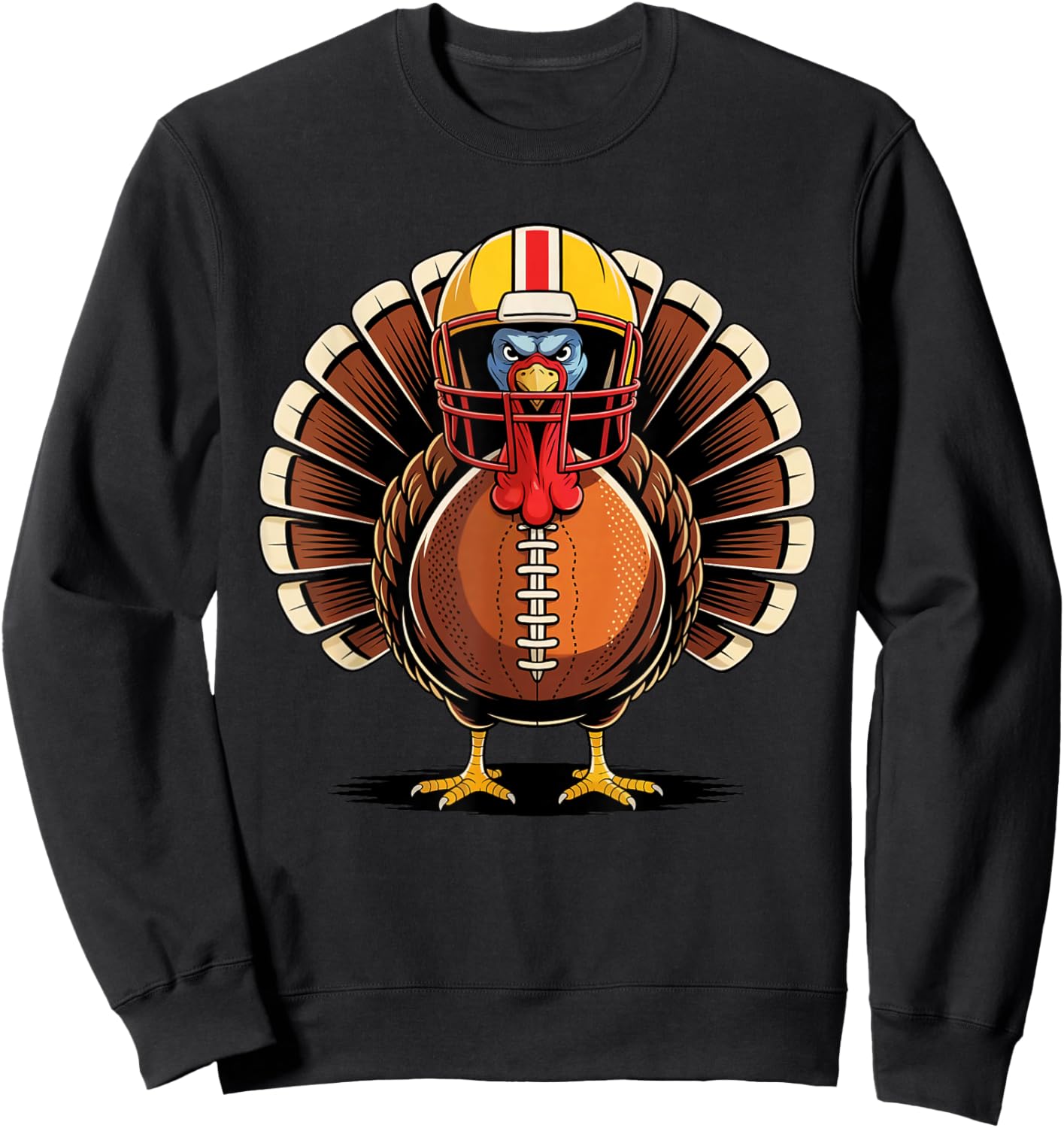 Football Turkey Fan Funny Thanksgiving Football Men Women Sweatshirt - Sweatshirt | Black