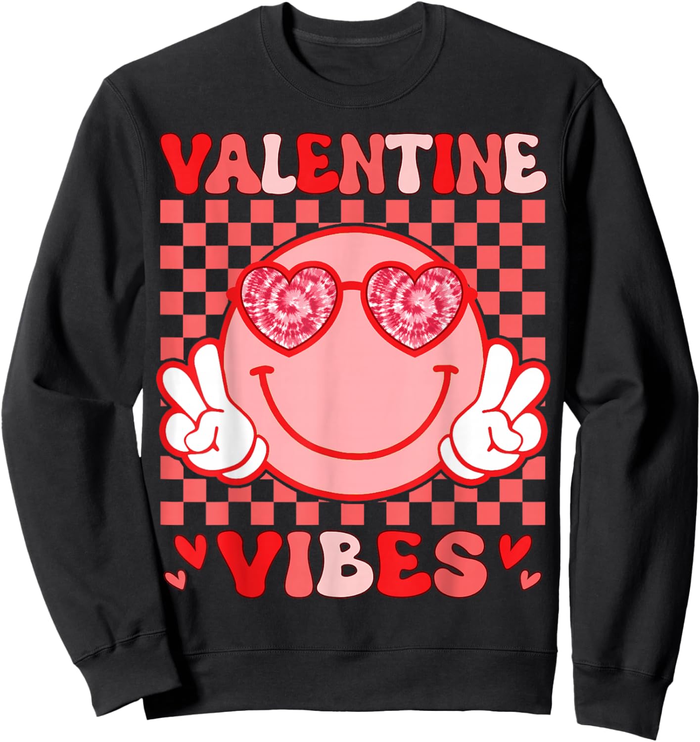 Valentine Vibes Hippie Valentines Day Shirts for Girls Women Sweatshirt - Sweatshirt | Black