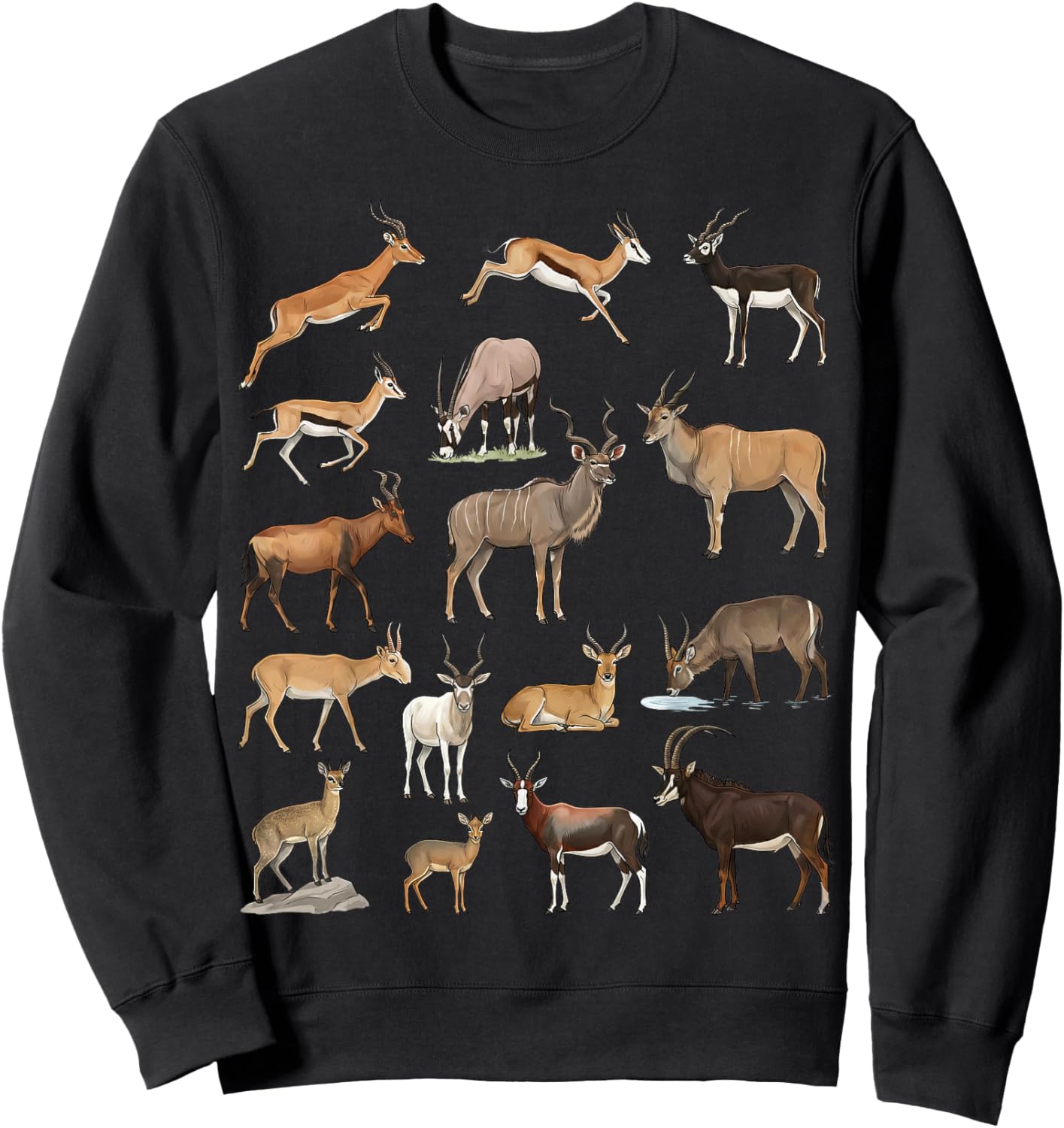 Types of Antelopes – Antelope Species Chart Science Lovers Sweatshirt - Sweatshirt | Black