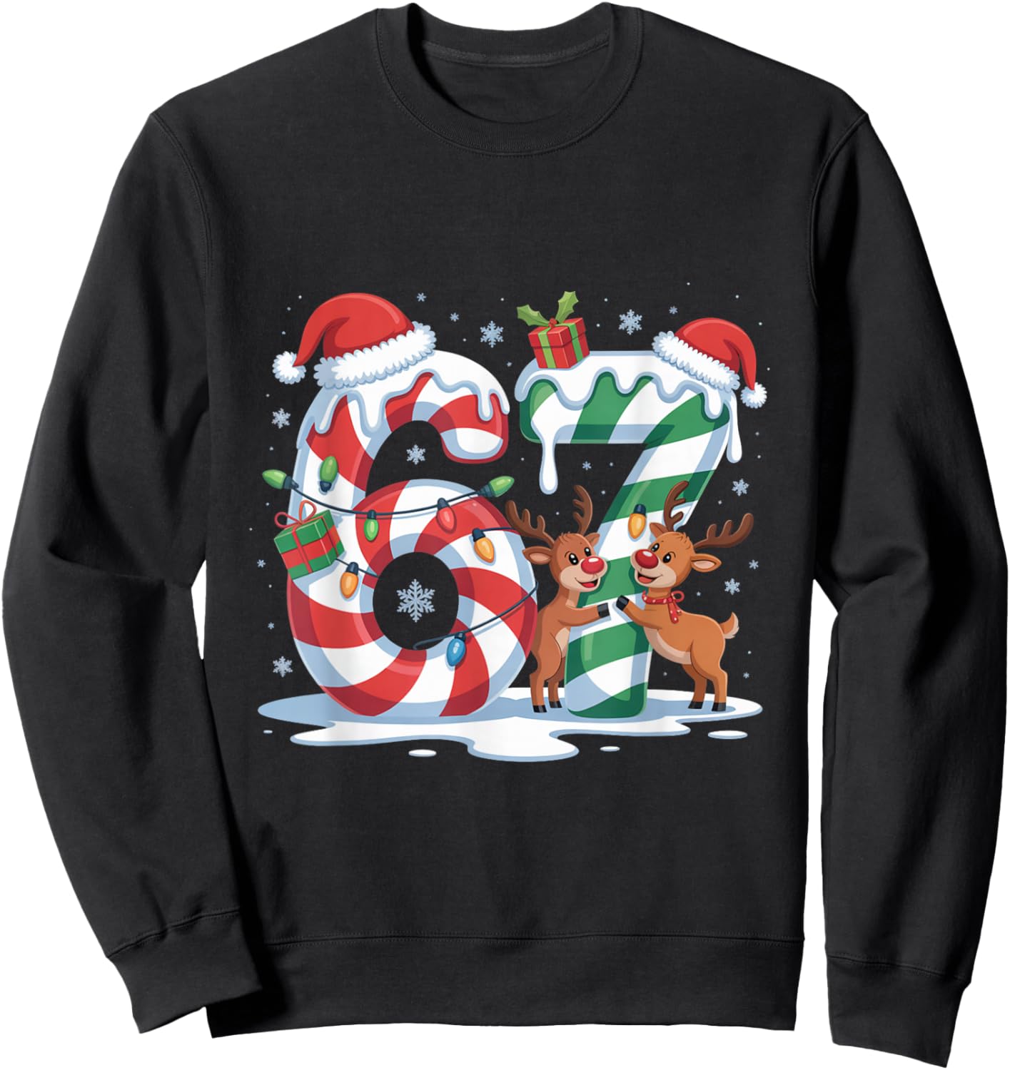 Christmas 67 Funny Xmas Six Seven Ugly Sweater 6-7 Sweatshirt - Sweatshirt | Black