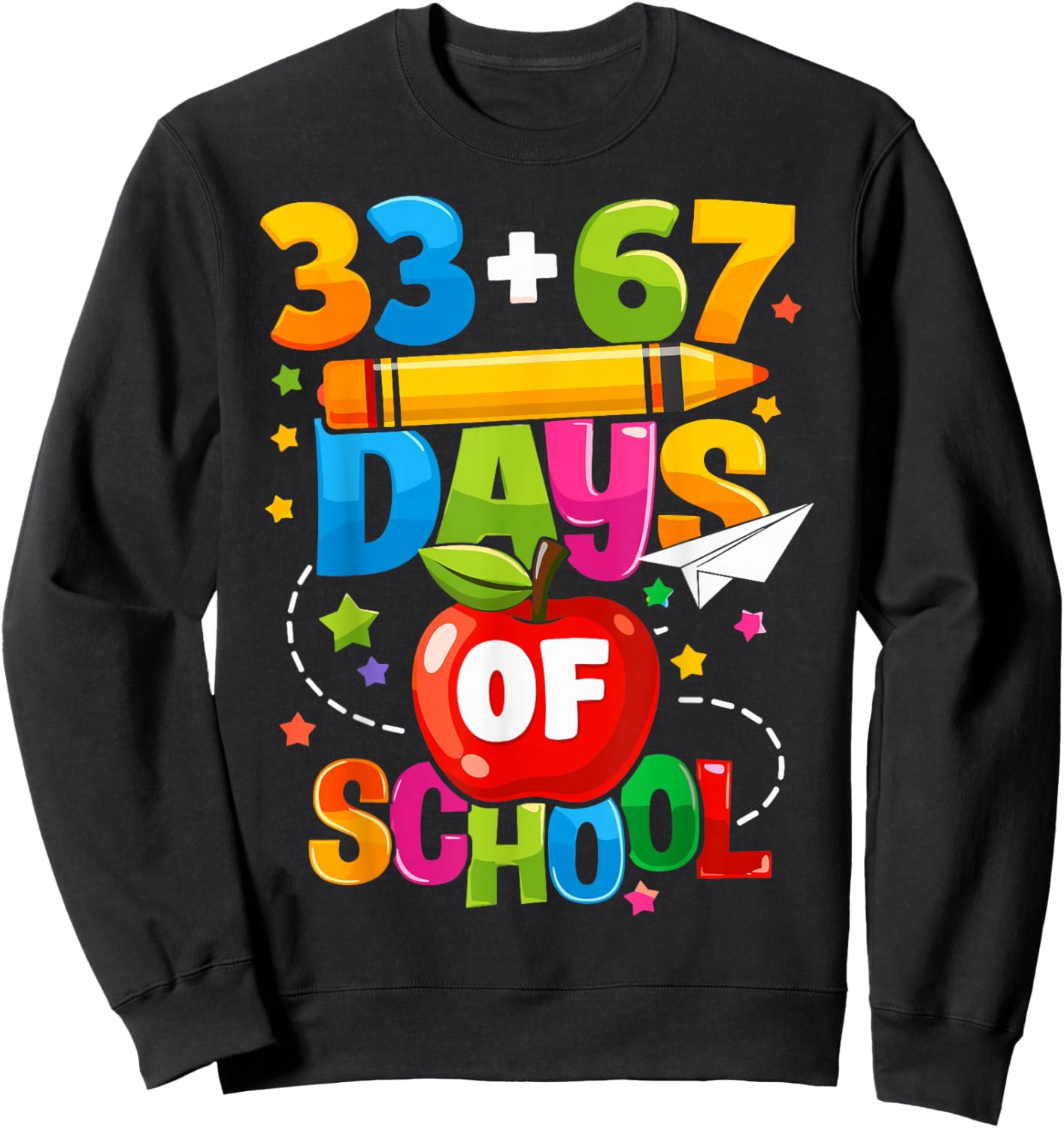 I Survived 67 33 Days of School for Teacher Kids 100th Days Sweatshirt - Sweatshirt | Black