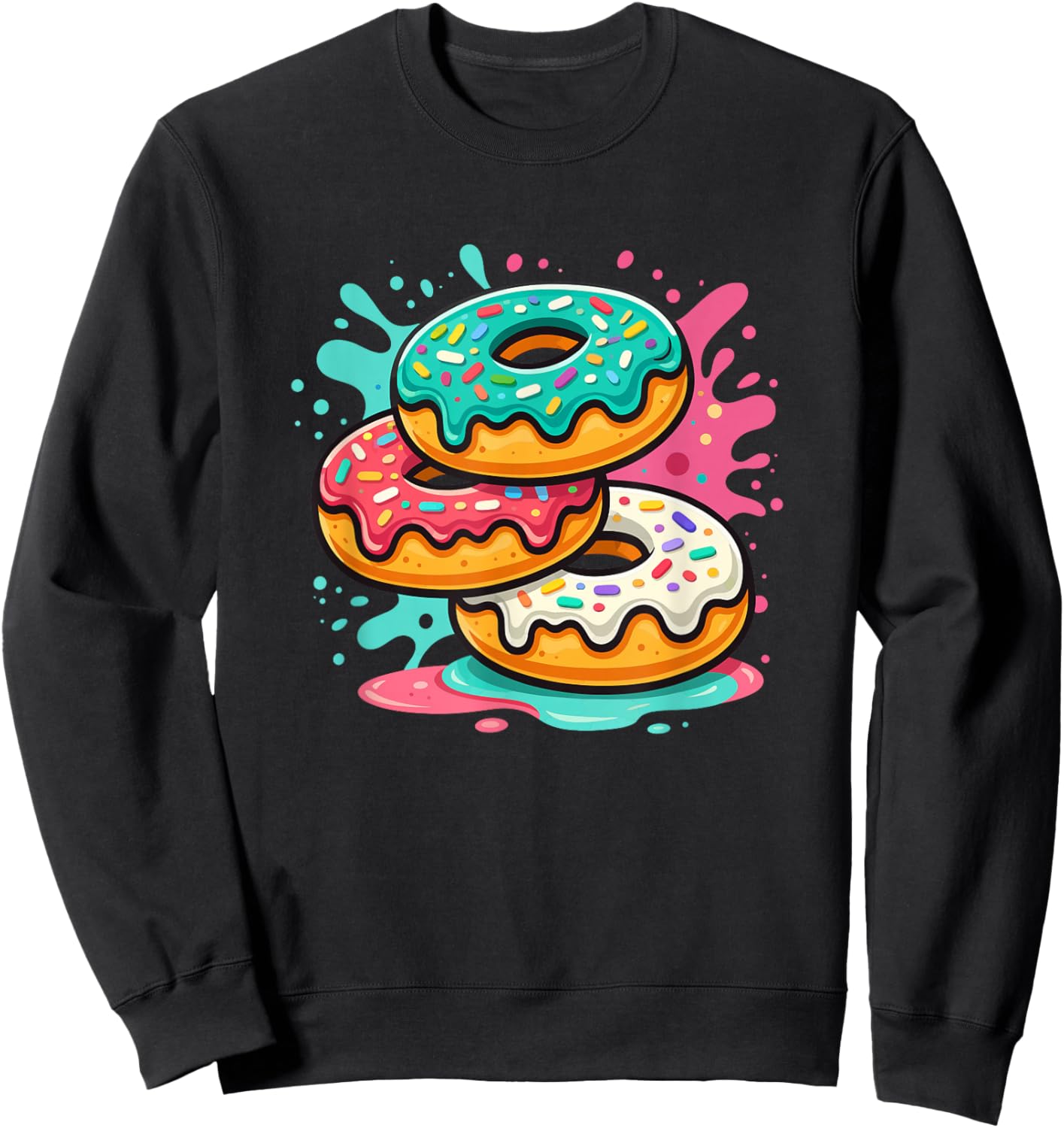 Colorful Donut for Kids who Loves Donuts for Donut Day Fans Sweatshirt - Sweatshirt | Black
