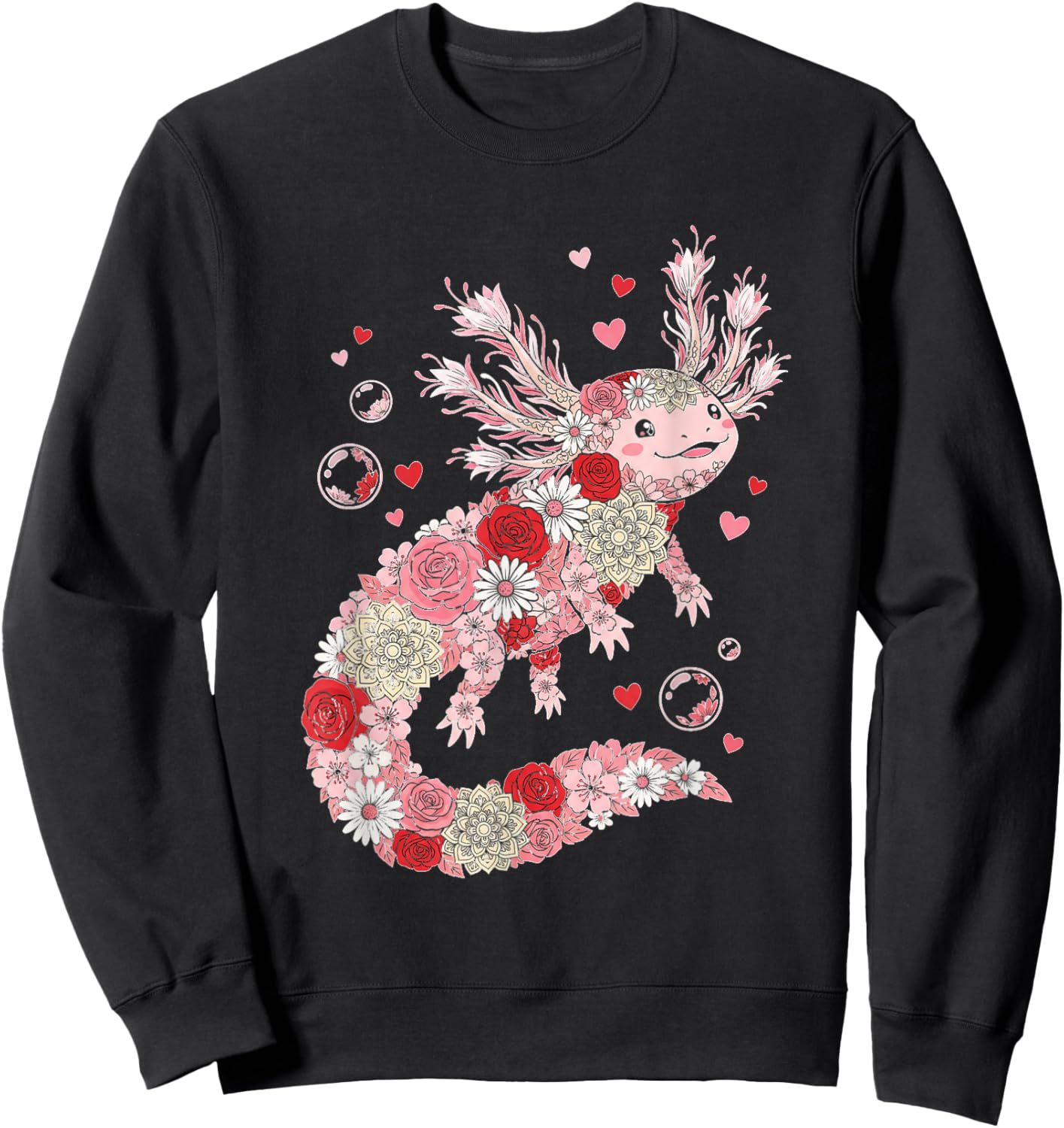 Love Axolotl Valentine Cute Axolotls Lover Valentines Day Sweatshirt - Sweatshirt | Black