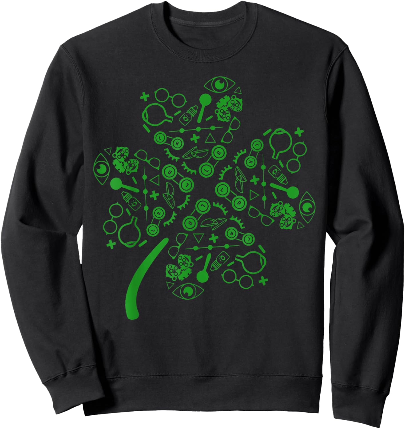 Optometry Symbols Shamrock Optometrist St Patrick's Day Sweatshirt - Sweatshirt | Black