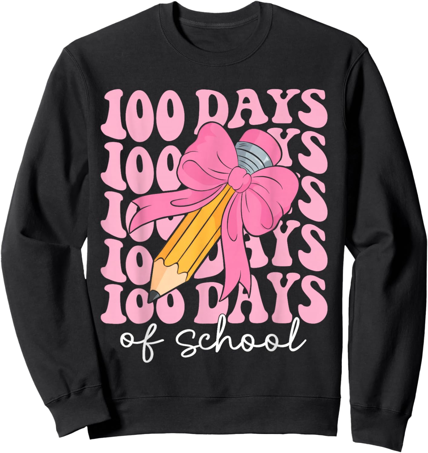 Coquette Bow 100 Days of School Teacher 100th Day of School Sweatshirt - Sweatshirt | Black