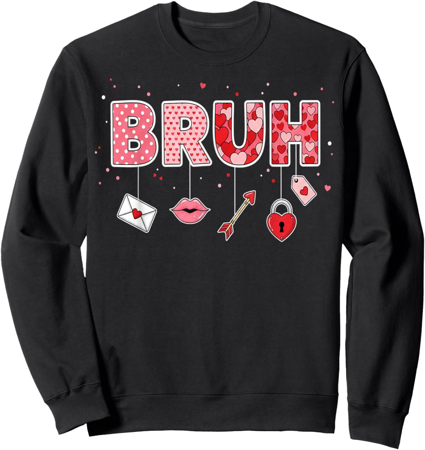 Happy Valentines Bruh Valentine Boys Hearts Kids Men Sweatshirt - Sweatshirt | Black