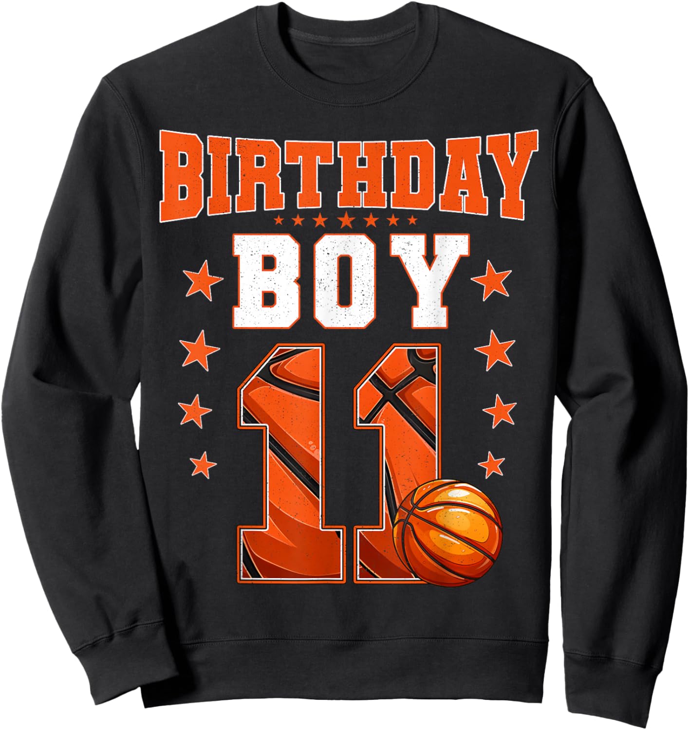 Kids 11 Year Old Birthday Boy Basketball 11th Birthday Party Sweatshirt - Sweatshirt | Black
