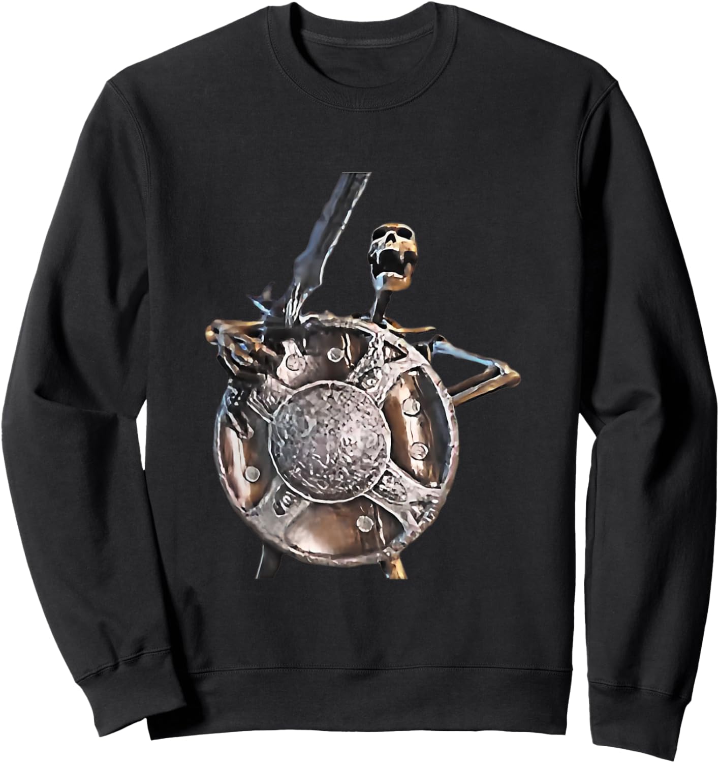 Skeleton Banging Shield Meme Sweatshirt - Sweatshirt | Black