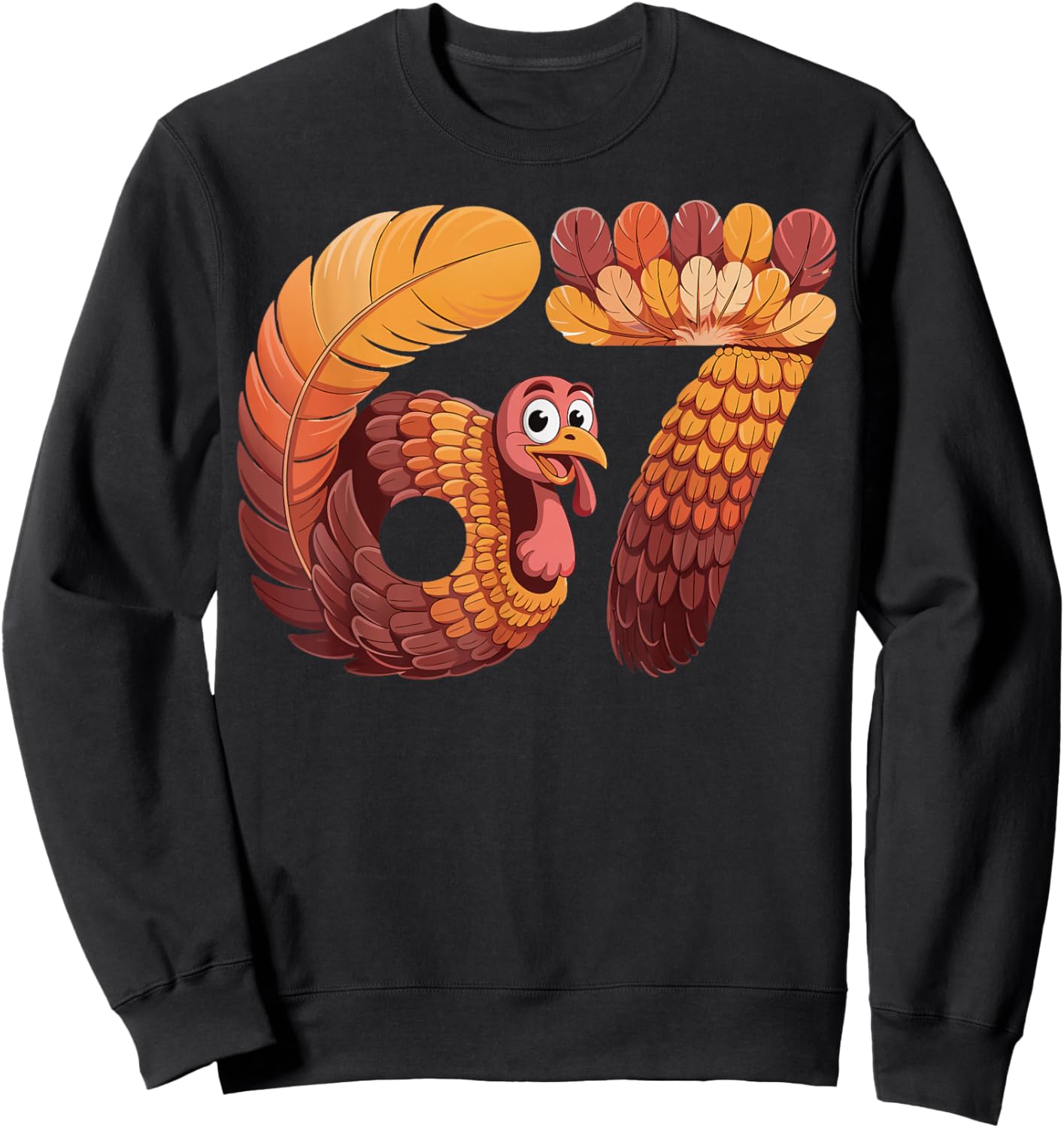 Kids Meme Six Seven 6-7 Thanksgiving 67 Turkey Sweatshirt - Sweatshirt | Black