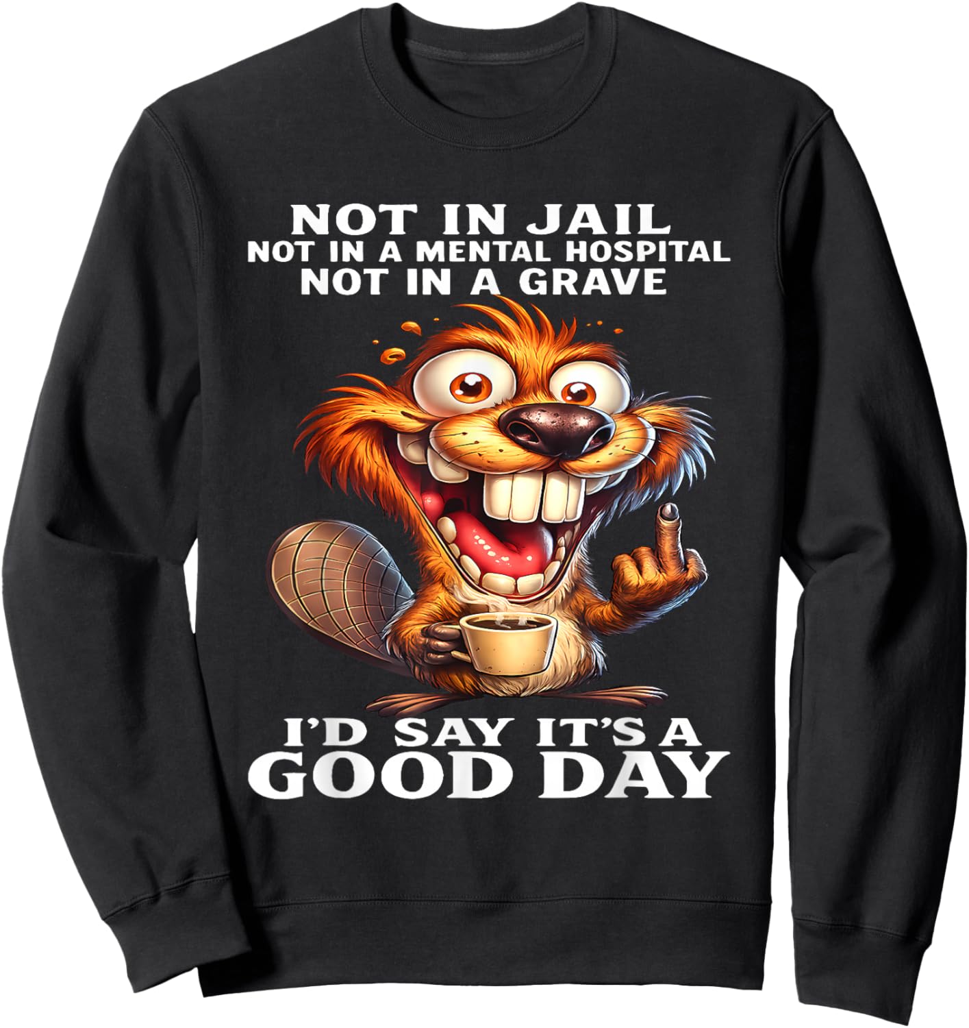 Beaver Not in Jail Not in A Mental Hospital Not in A Grave Sweatshirt - Sweatshirt | Black