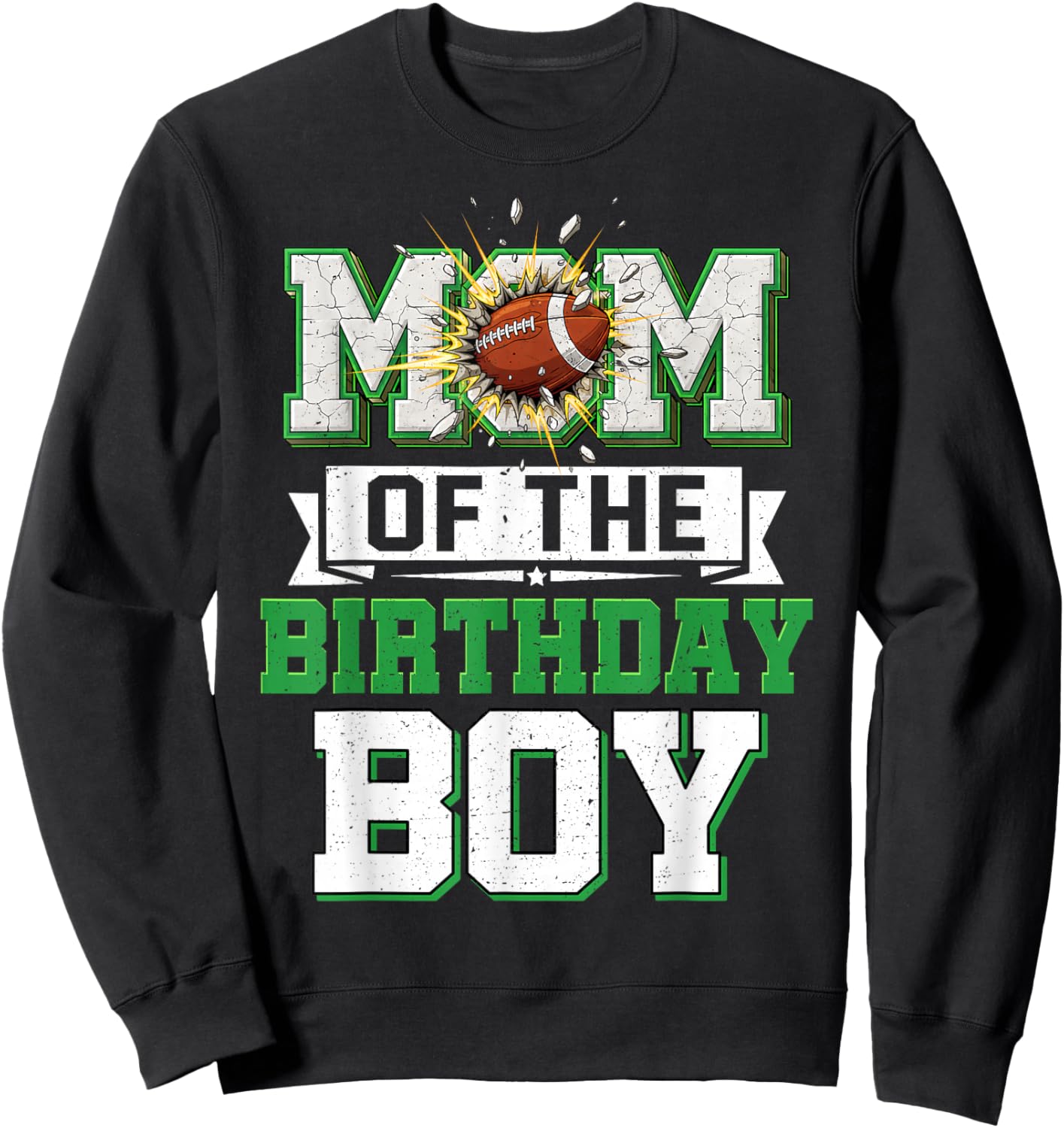 Mom of The Birthday Boy Matching Football Family Party Sweatshirt - Sweatshirt | Black