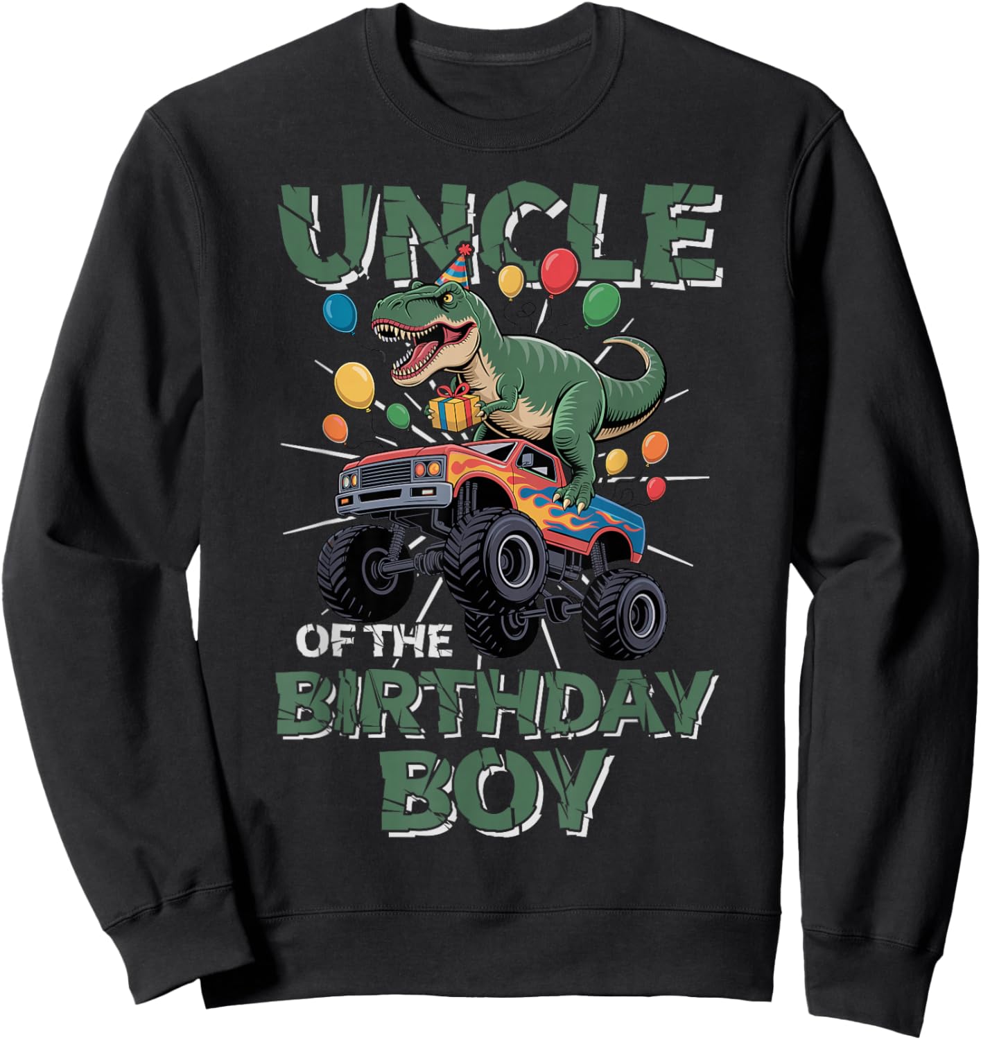 Uncle of The Birthday Party Outfit Monster Truck Uncle Sweatshirt - Sweatshirt | Black