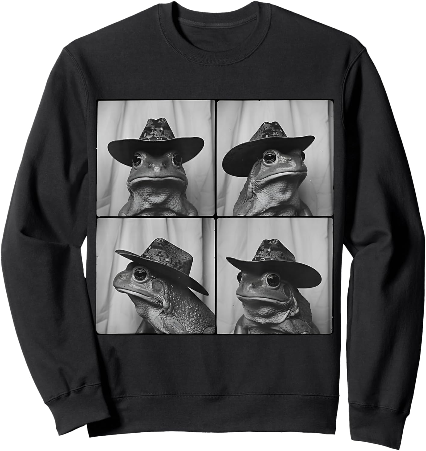 Frog in Cowboy Hat Funny Animal Photobooth Frog Boys Kids Sweatshirt - Sweatshirt | Black
