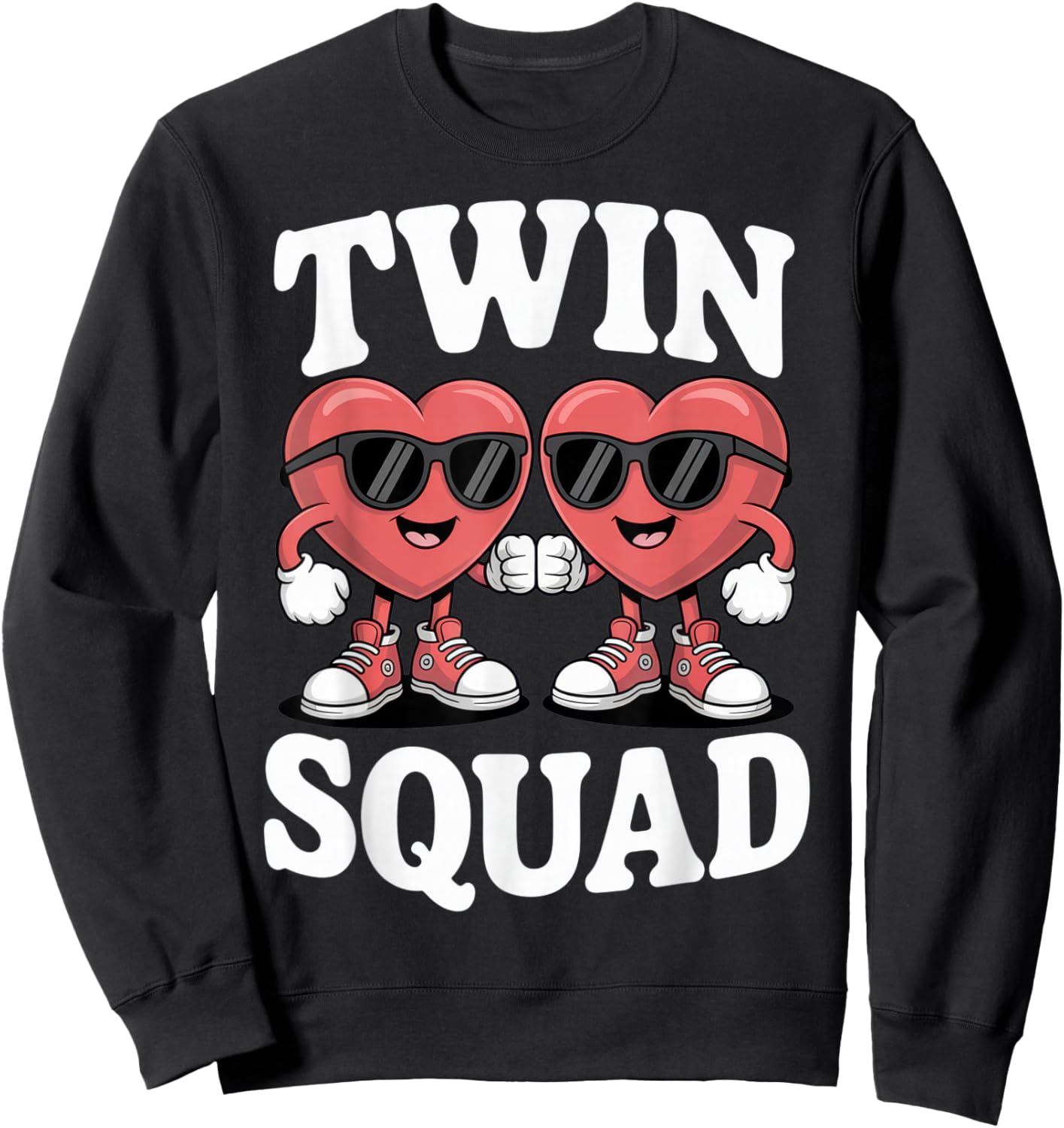 Twin Squad Heart Lovers Funny Matching Outfit Valentine's Sweatshirt - Sweatshirt | Black