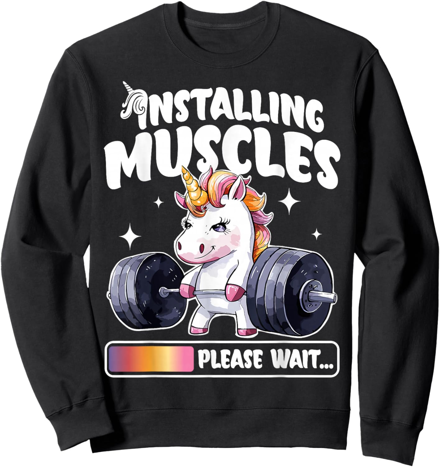 Funny Cute Unicorn Workout Gym Fitness Weightlifting Sweatshirt - Sweatshirt | Black
