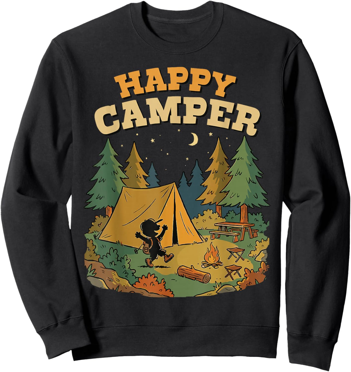 Happy Camper Camping for Boy Sweatshirt - Sweatshirt | Black