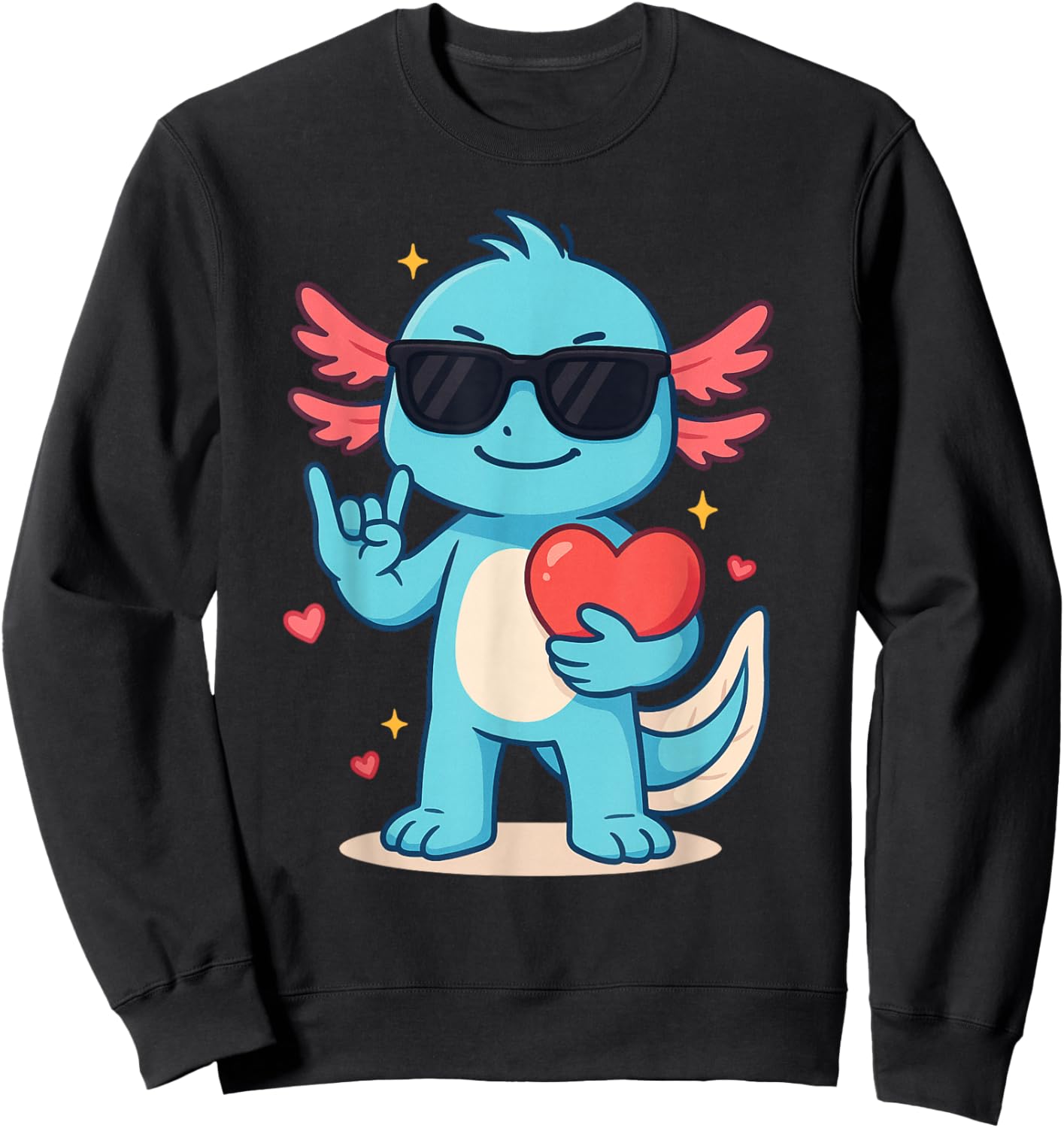 Cute Axolotl Valentines Day Love Funny Axolotl Boys Kids Sweatshirt - Sweatshirt | Black