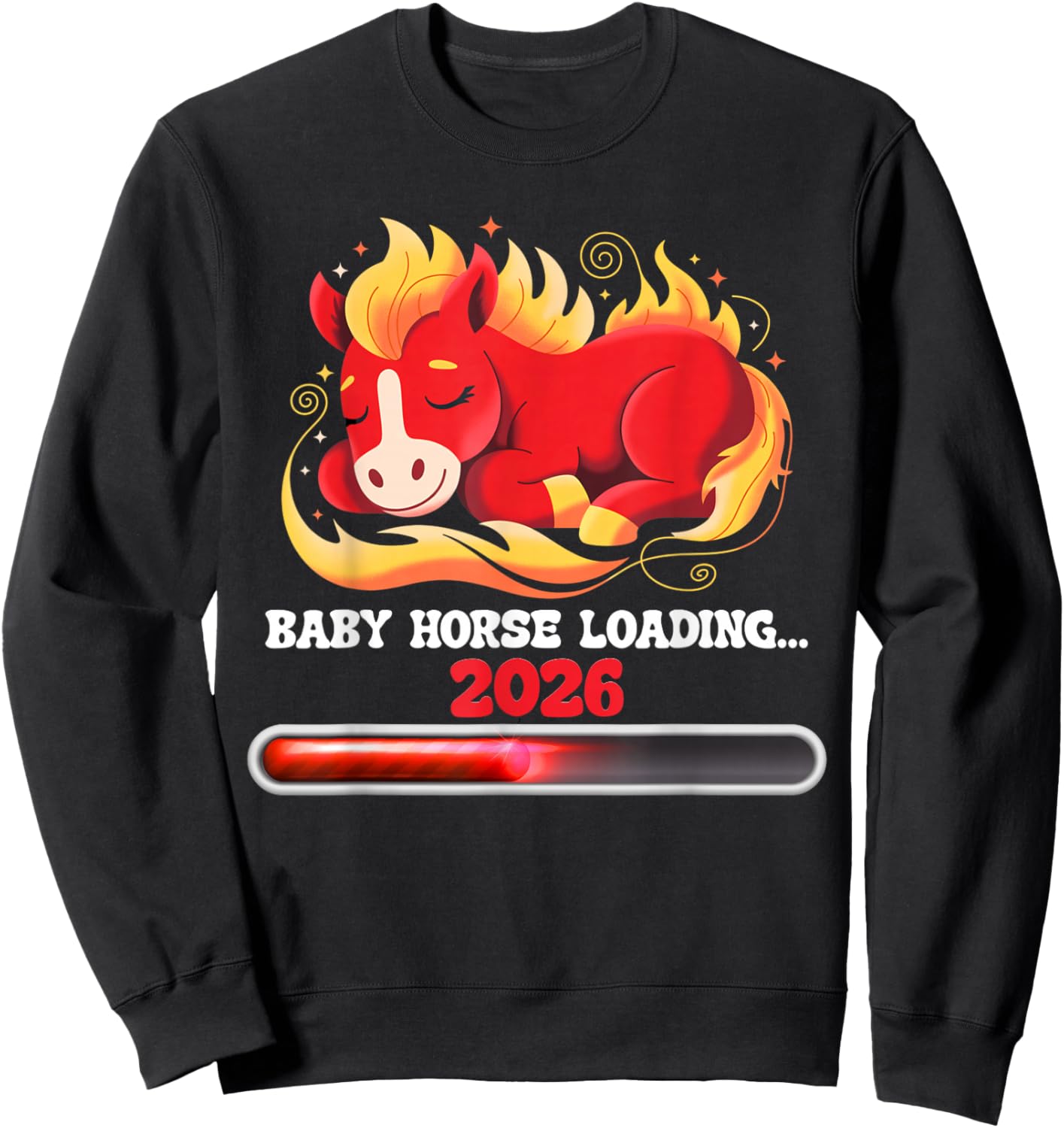 Baby Horse Loading 2026 Chinese New Year Pregnancy Reveal Sweatshirt - Sweatshirt | Black