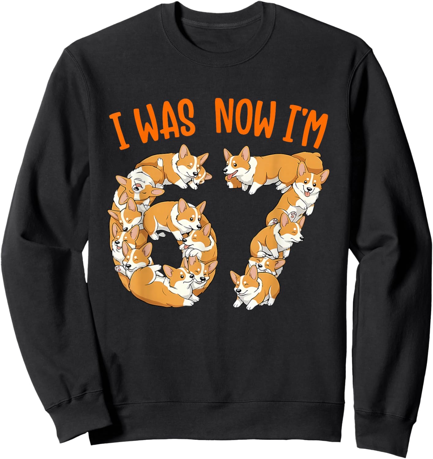 I was 6 Now I'm 7 7th Corgi Birthday 7 Year Old Boys Girls Sweatshirt - Sweatshirt | Black