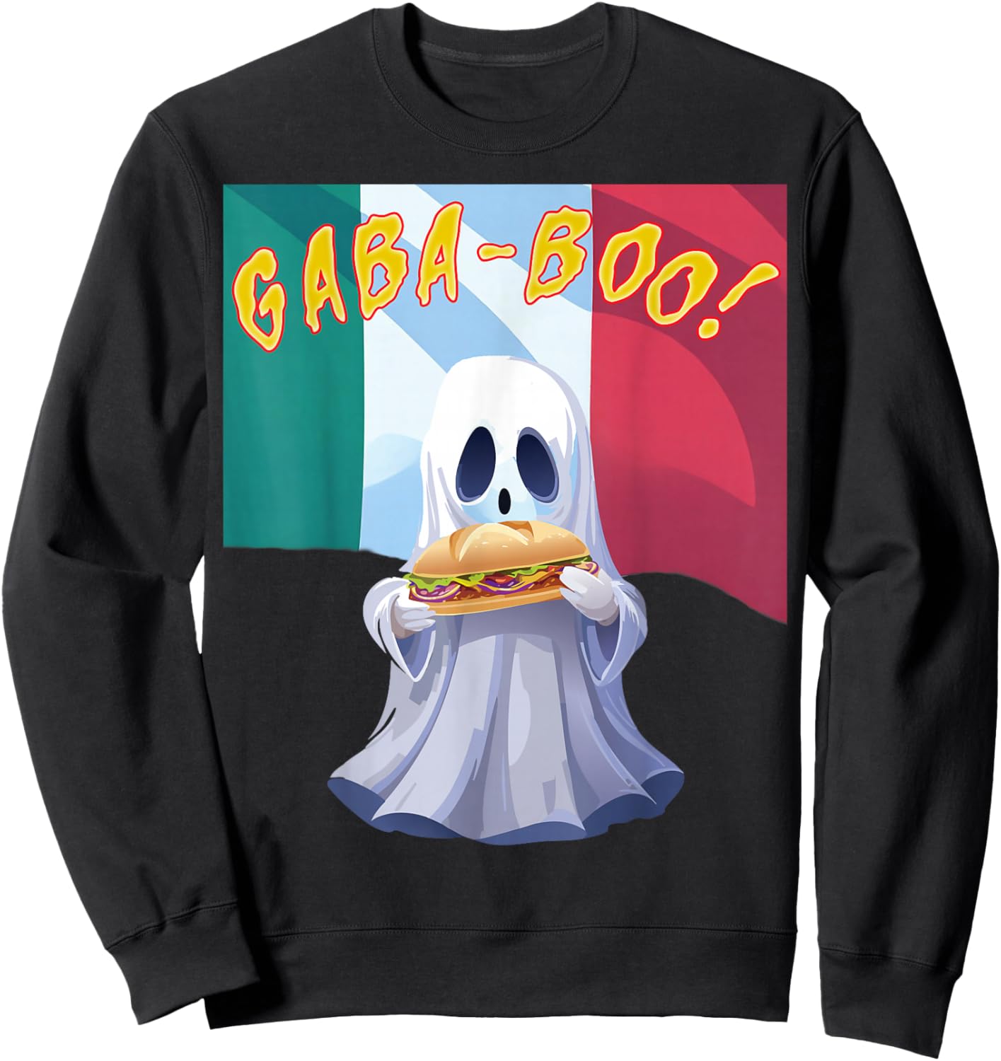 Funny Gabagool Gabaghoul GABA Boo Ghost Halloween Sweatshirt - Sweatshirt | Black